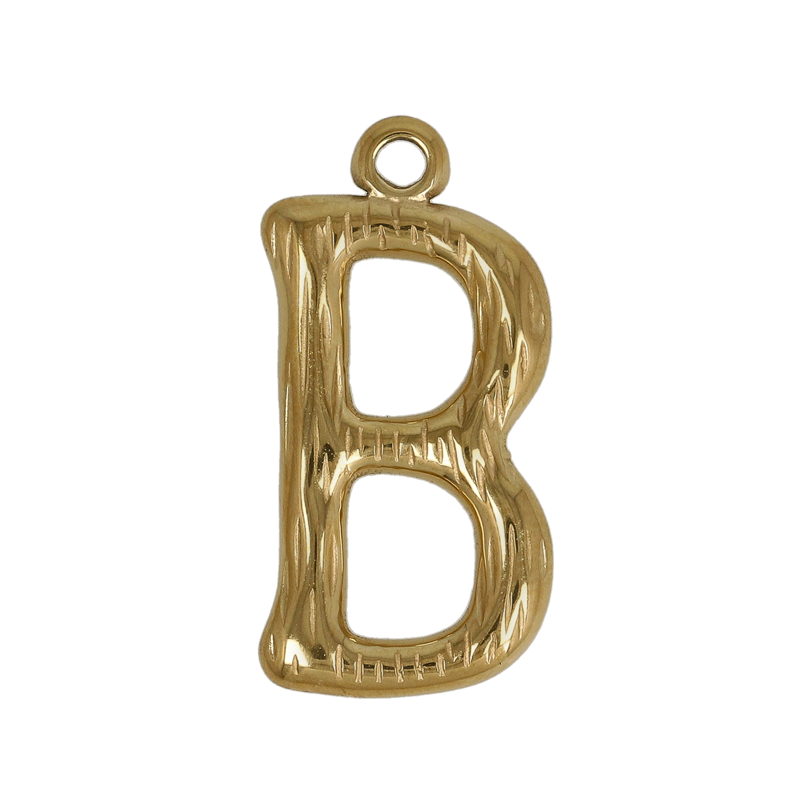 gold plated stainless steel letter "b" tag charm 20x12mm | 1pc