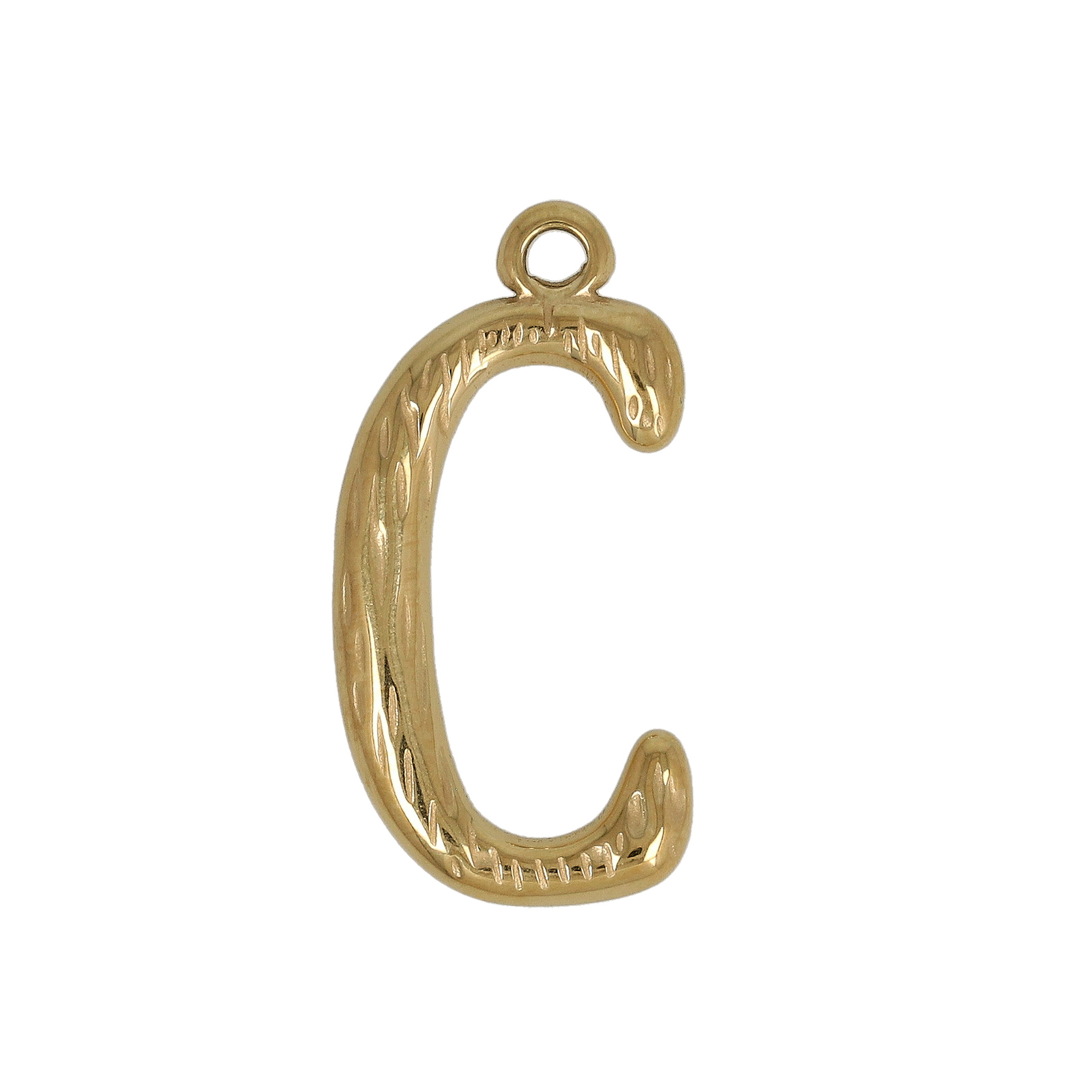 gold plated stainless steel letter "c" tag charm 20x12mm | 1pc