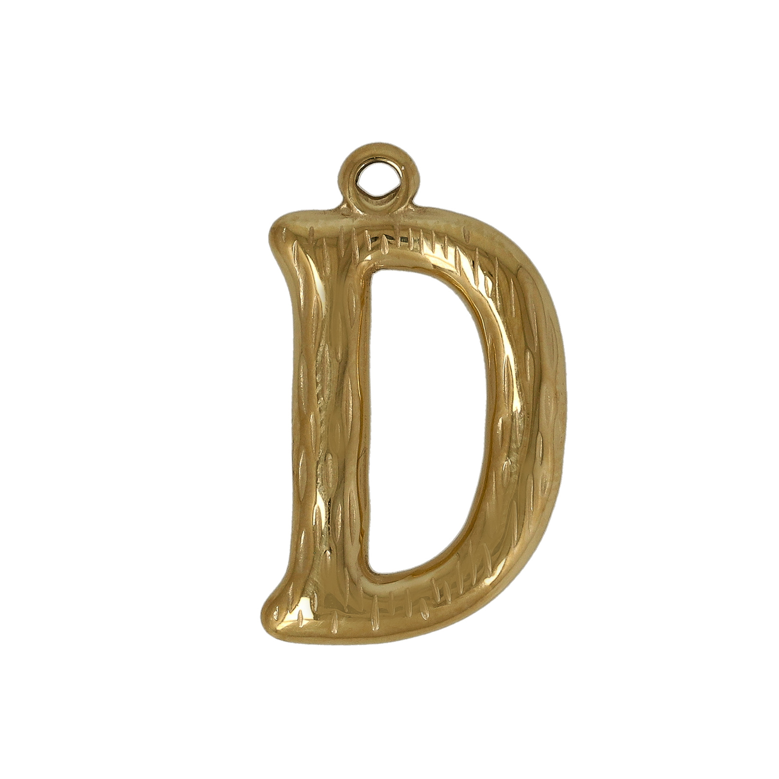 gold plated stainless steel letter "d" tag charm 20x15mm | 1pc
