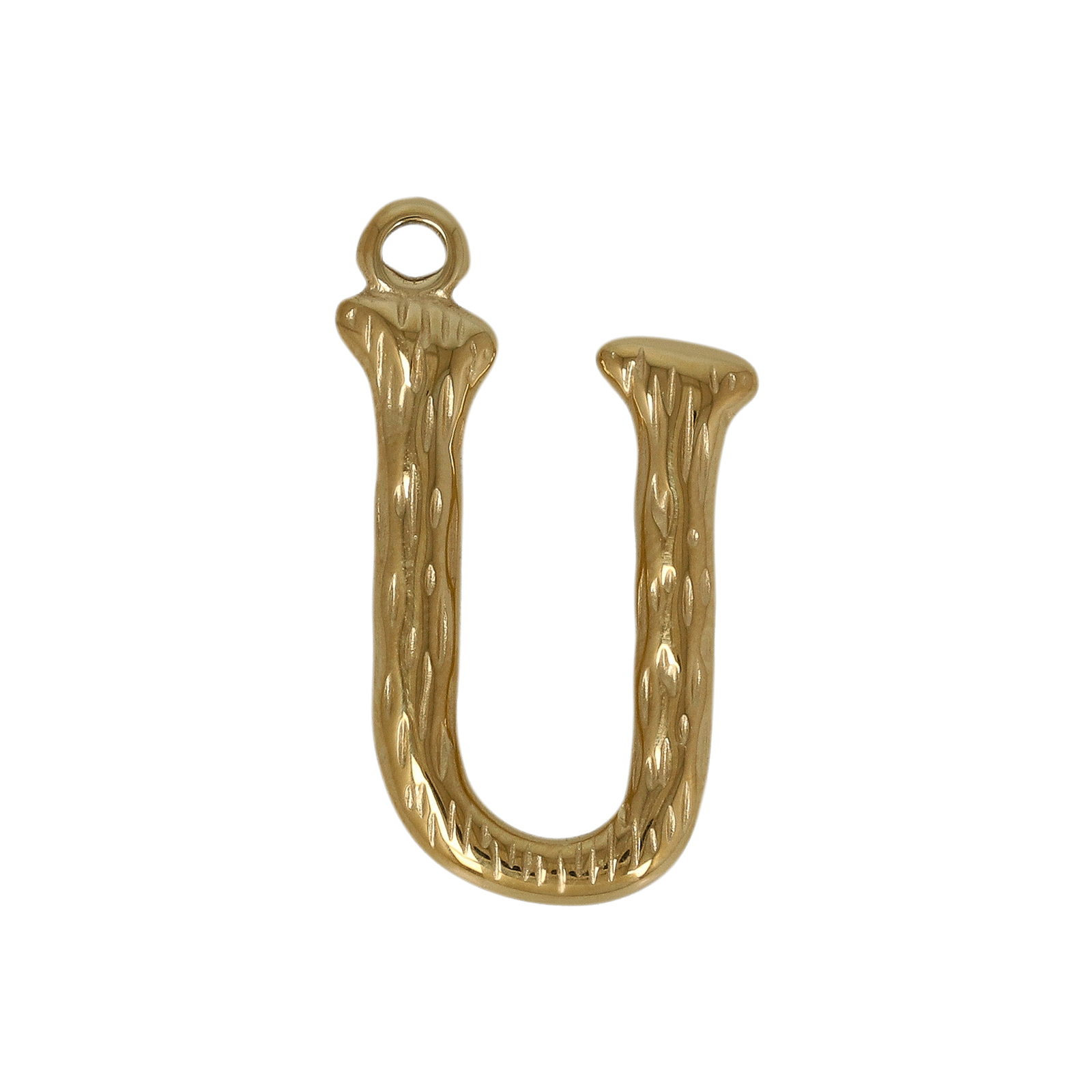 gold plated stainless steel letter "u" tag charm 20x12mm | 1pc