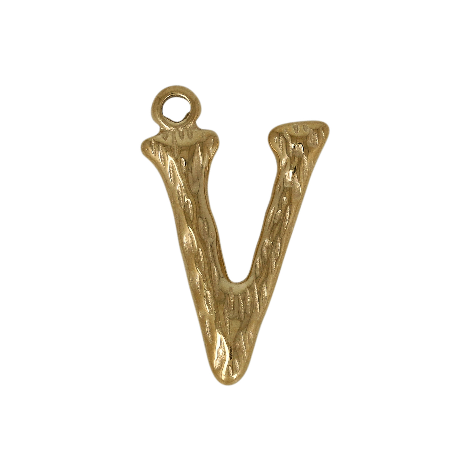gold plated stainless steel letter "v" tag charm 20x12mm | 1pc