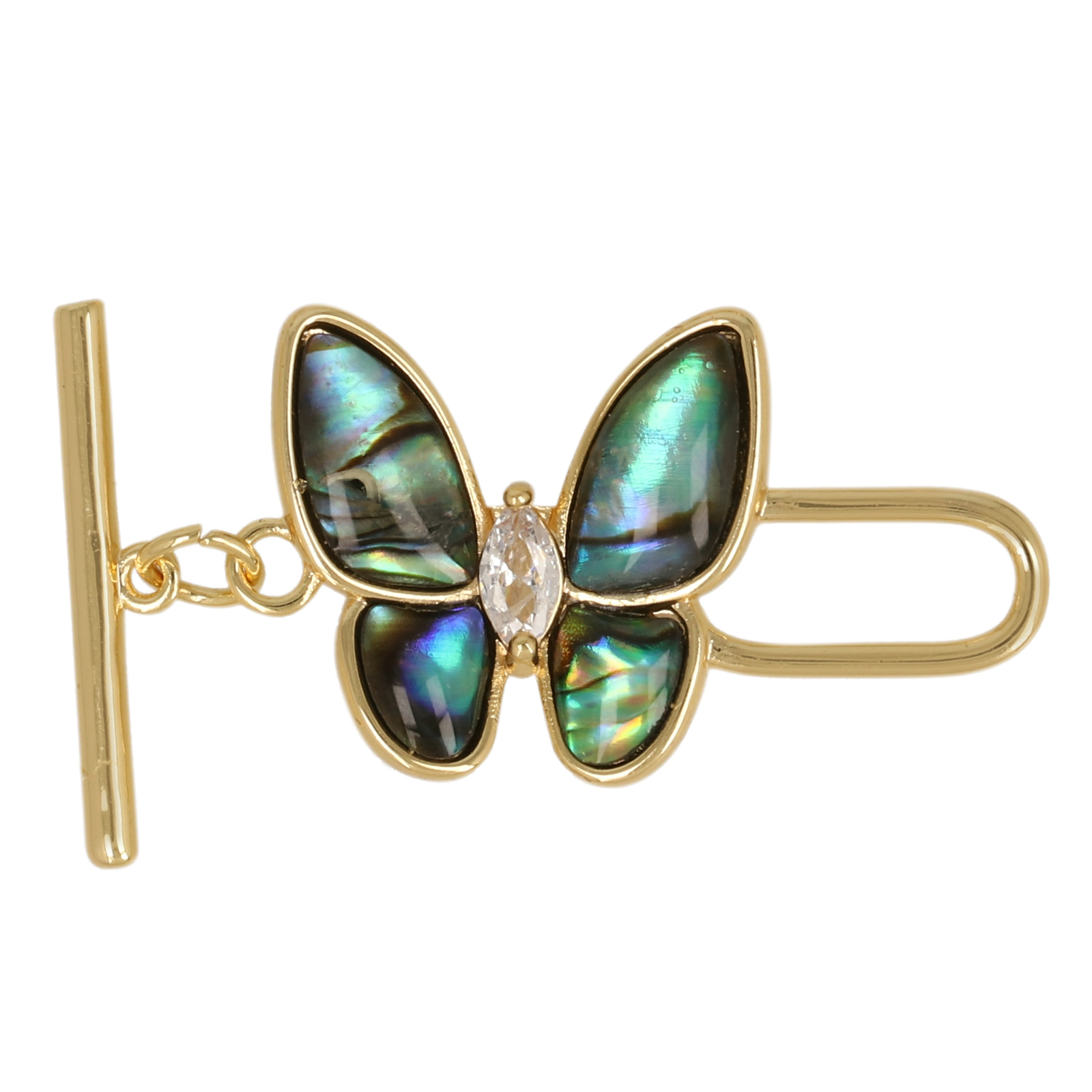 paua mother of pearl gold plated toogle clasp butterfly 15mm | 1pc