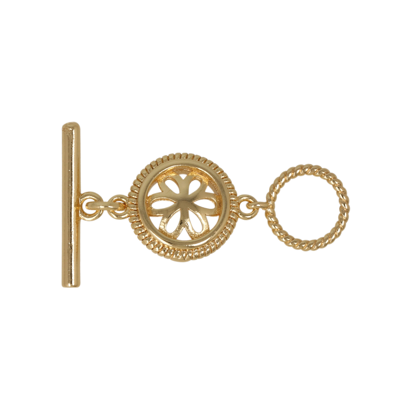 gold plated toogle clasp with half-hole setting for 6mm pearl | 1pc