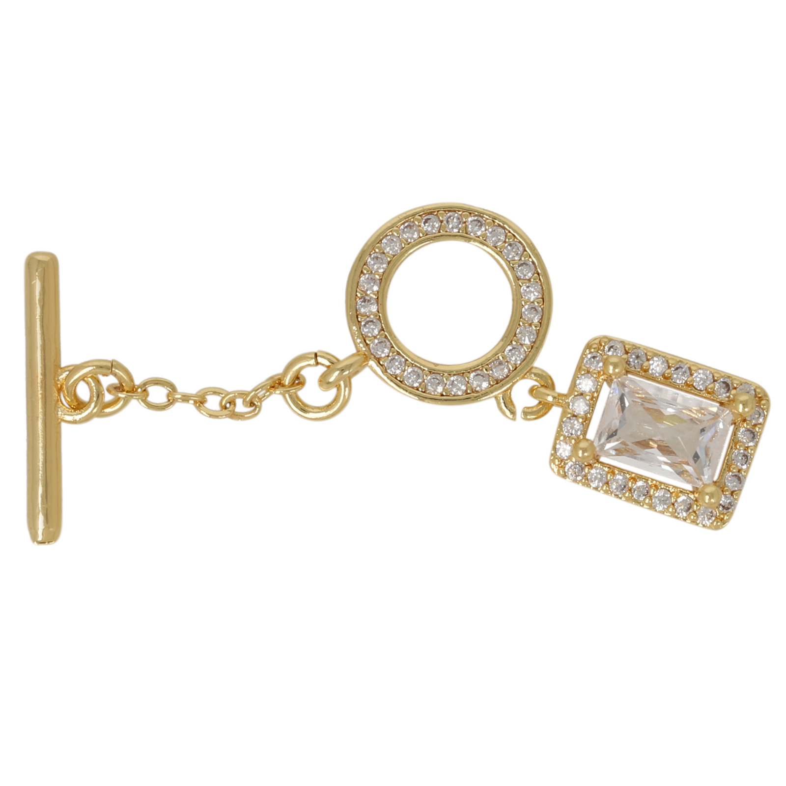 metal cz gold plated toogle clasp 10mm with cz charm | 1pc