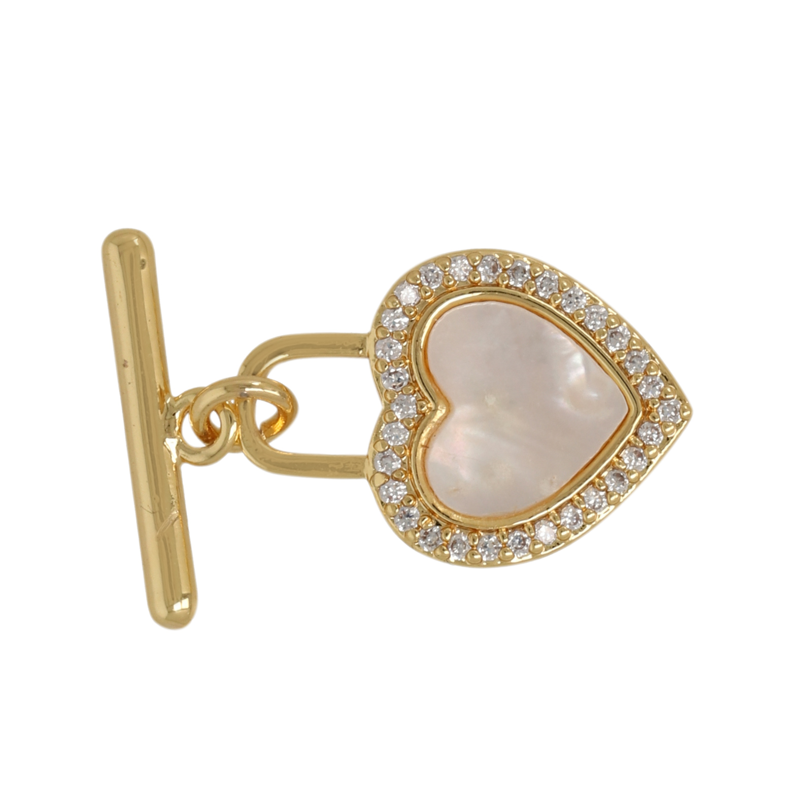 metal cz gold plated toogle clasp 12mm with mother of pearl | 1pc