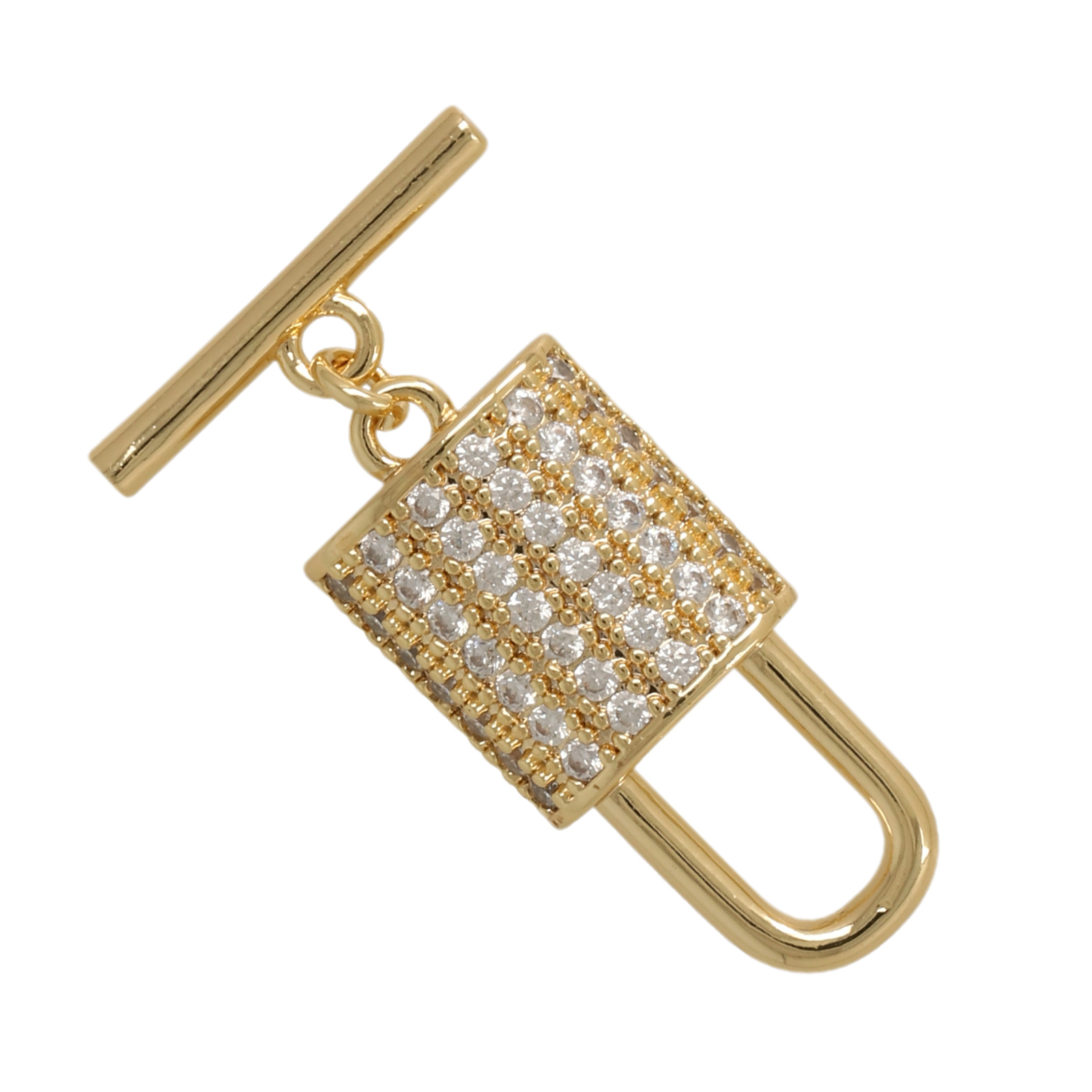 metal cz gold plated toogle clasp 18x10mm | 1pc