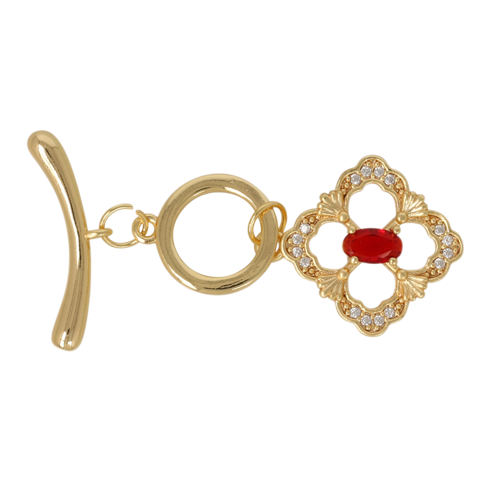 metal cz gold plated toogle clasp 12mm with cz charm | 1pc
