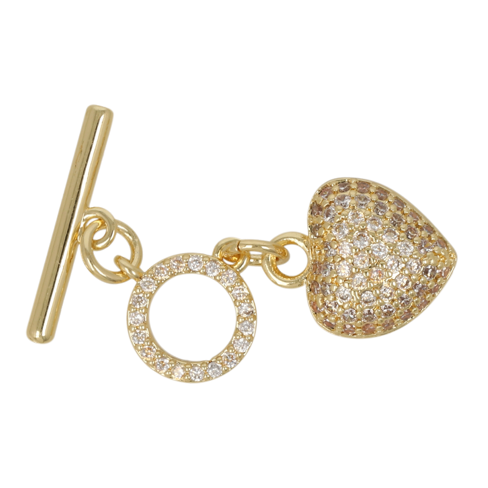 metal cz gold plated toogle clasp 8mm with cz charm | 1pc