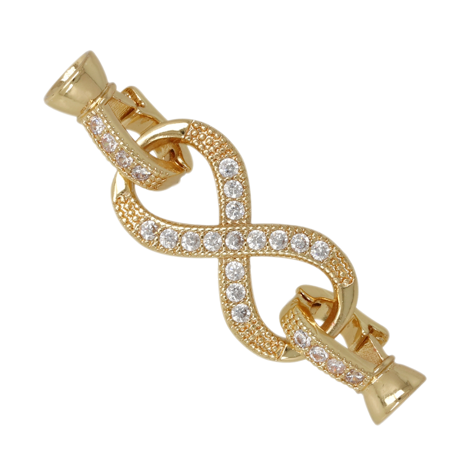 metal cz gold plated clasp with bead cup end 4mm | 1pc