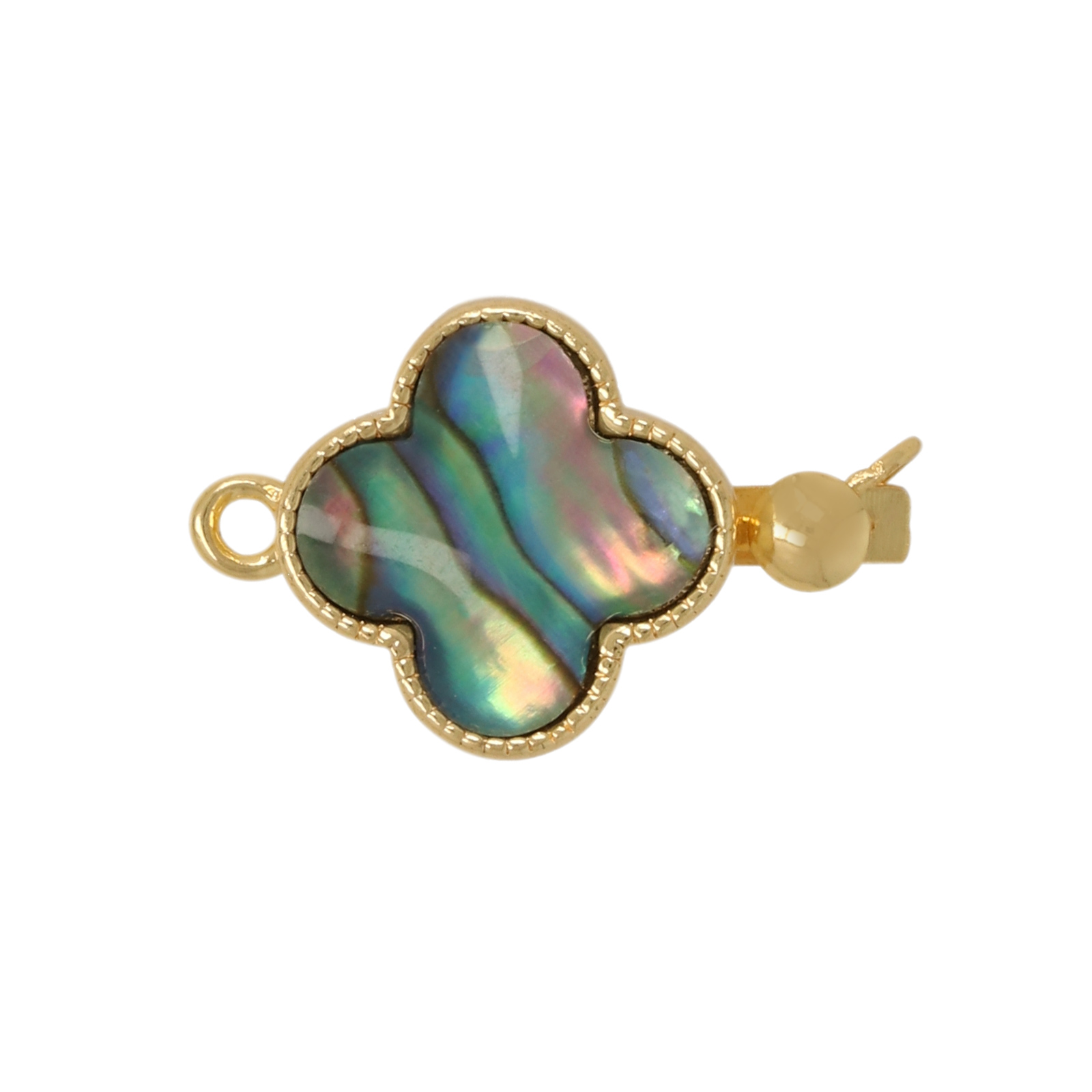 paua mother of pearl gold plated box clasp clover 12mm | 1pc