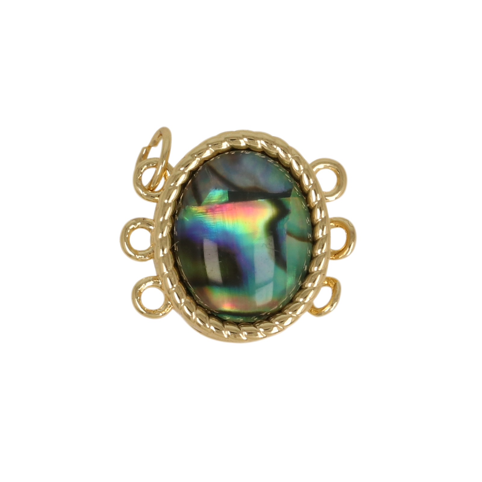 paua mother of pearl gold plated 3 strand magnetic clasp oval 12x10mm | 1pc
