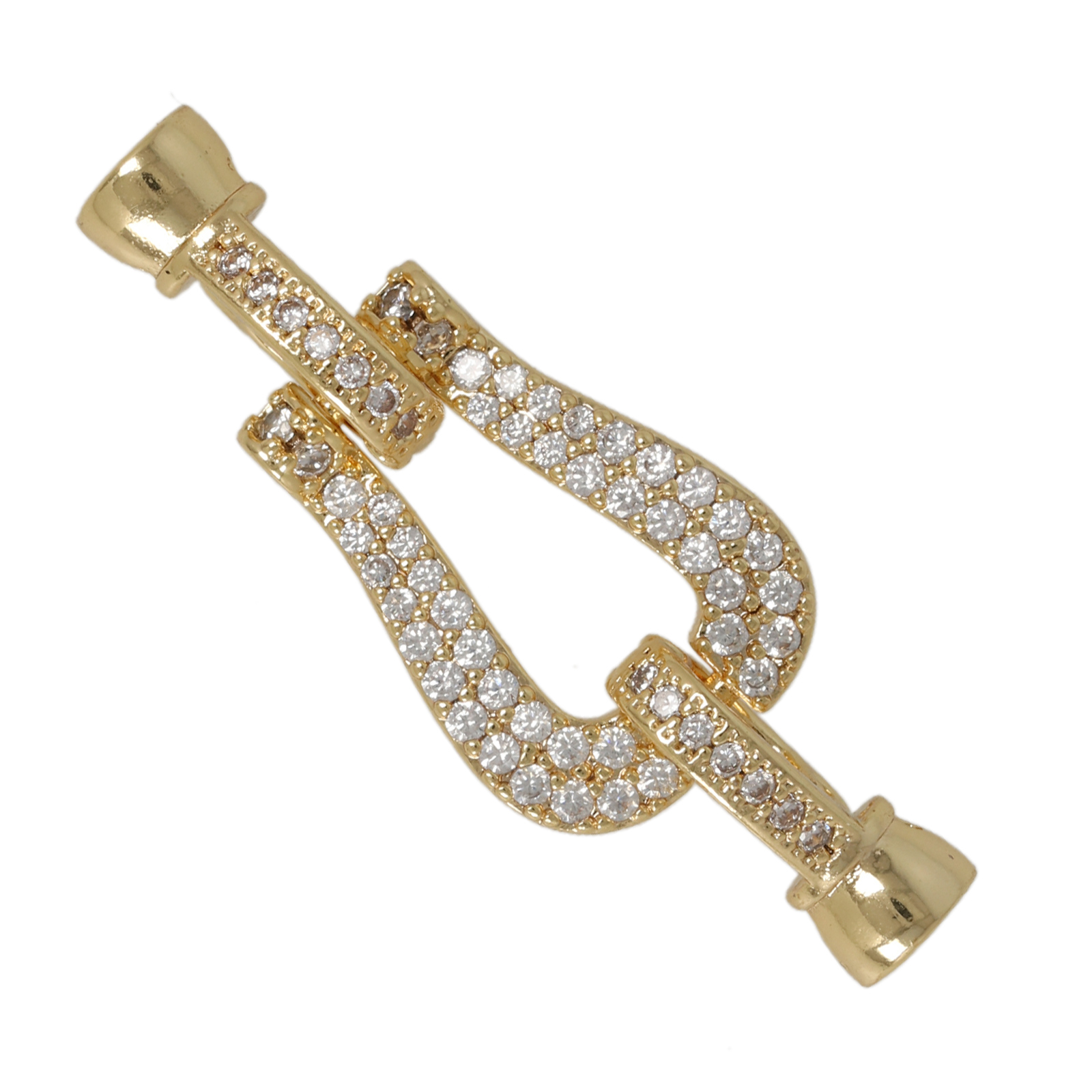 metal cz gold plated clasp with bead cup end 4mm | 1pc