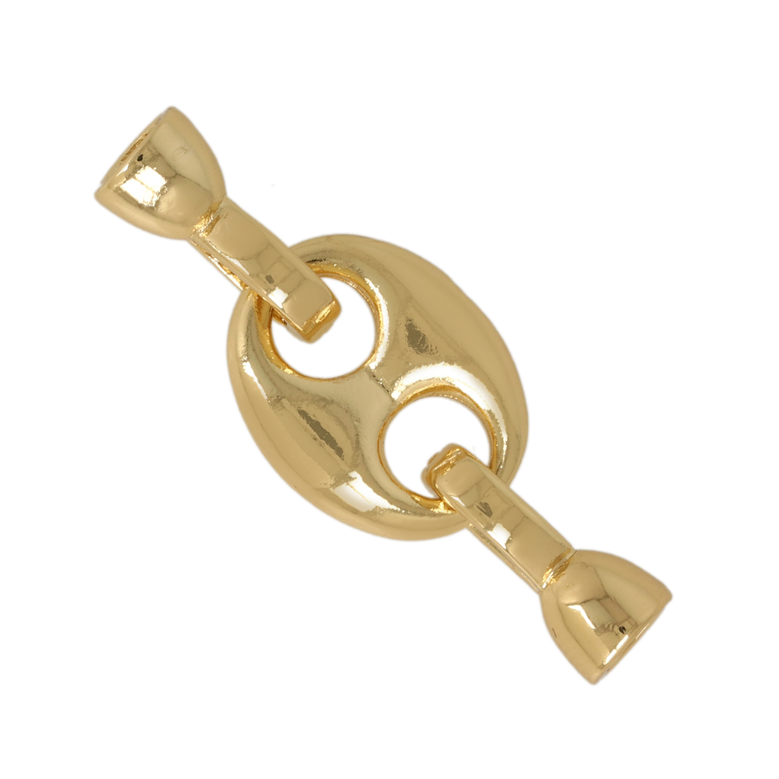 metal cz gold plated clasp with bead cup end 4mm | 1pc