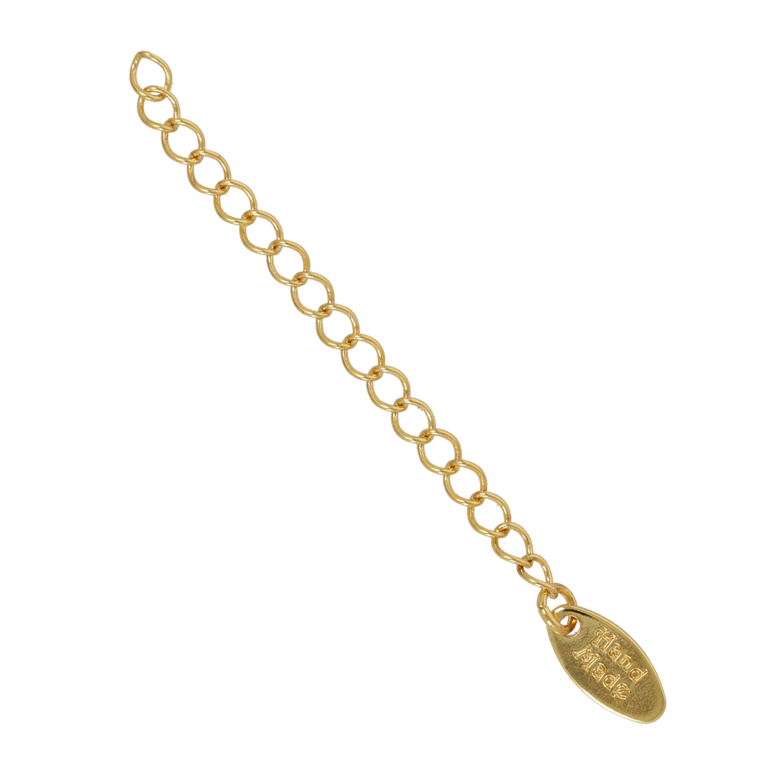 gold plated chain extender 50mm groumette 3mm with hand made tag 10x5mm | 4pc