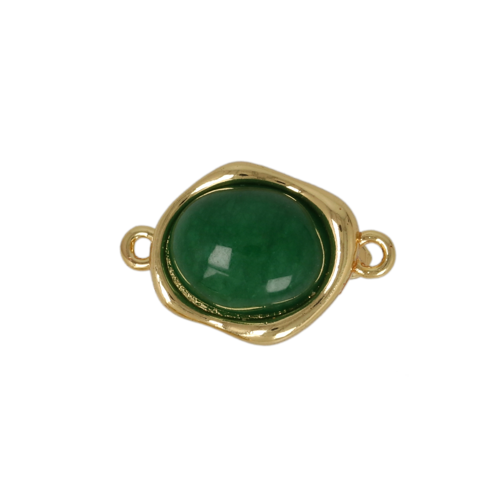 gold plated pressure clasp with green onix 14x10mm | 1pc