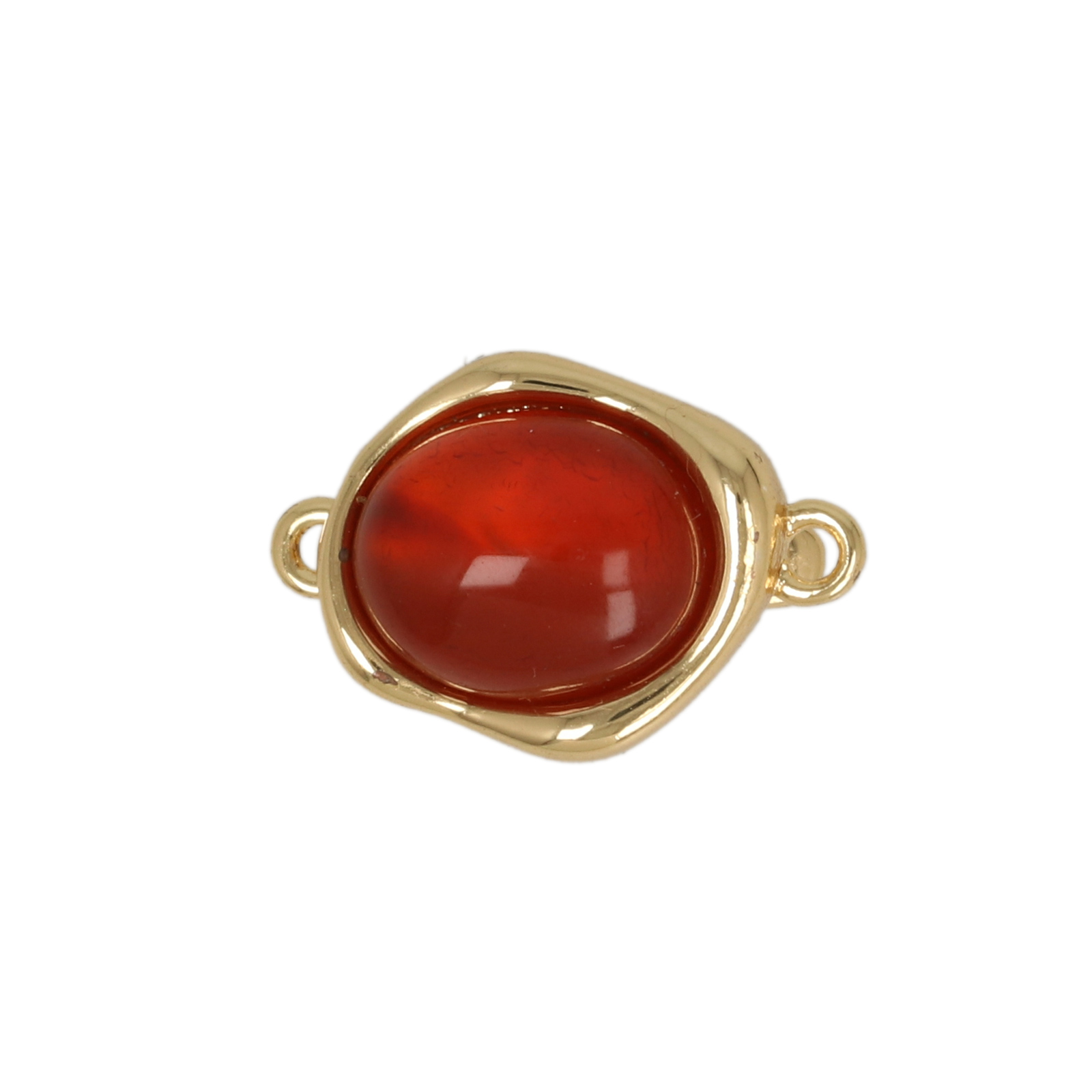gold plated pressure clasp with red agate 14x10mm | 1pc