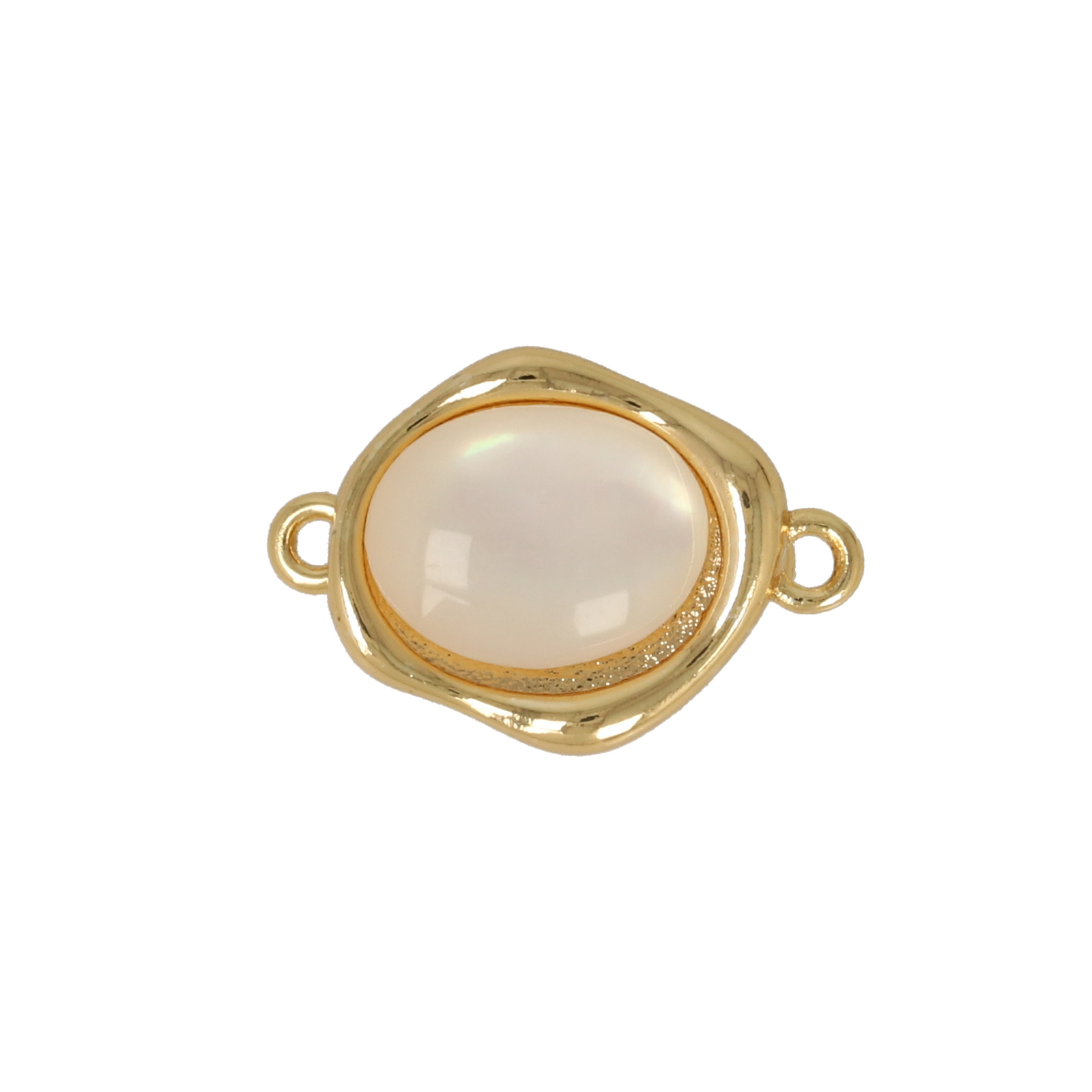 gold plated pressure clasp with mother of pearl 14x10mm | 1pc