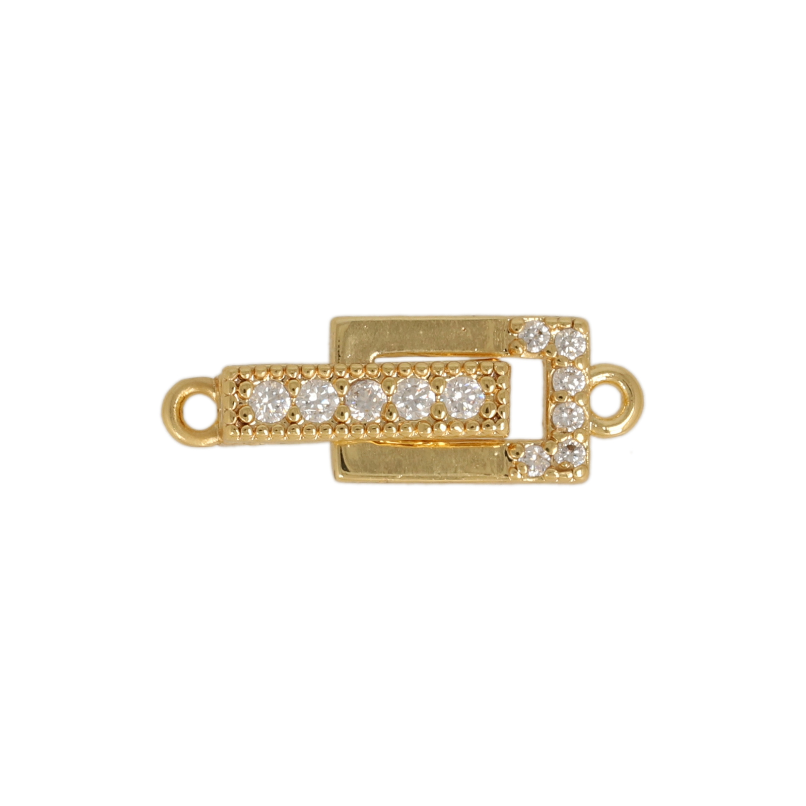 gold plated metal cz pressure clasp 20x7mm | 1pc