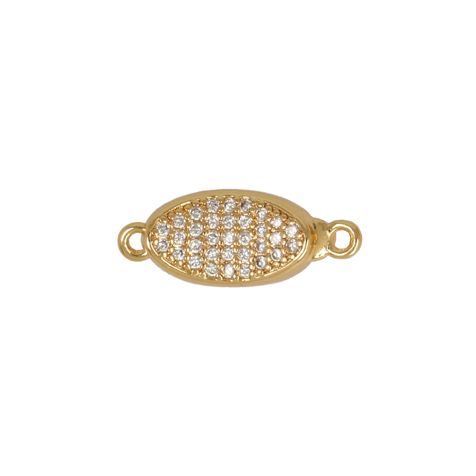 gold plated metal cz pressure clasp 12x7mm | 1pc
