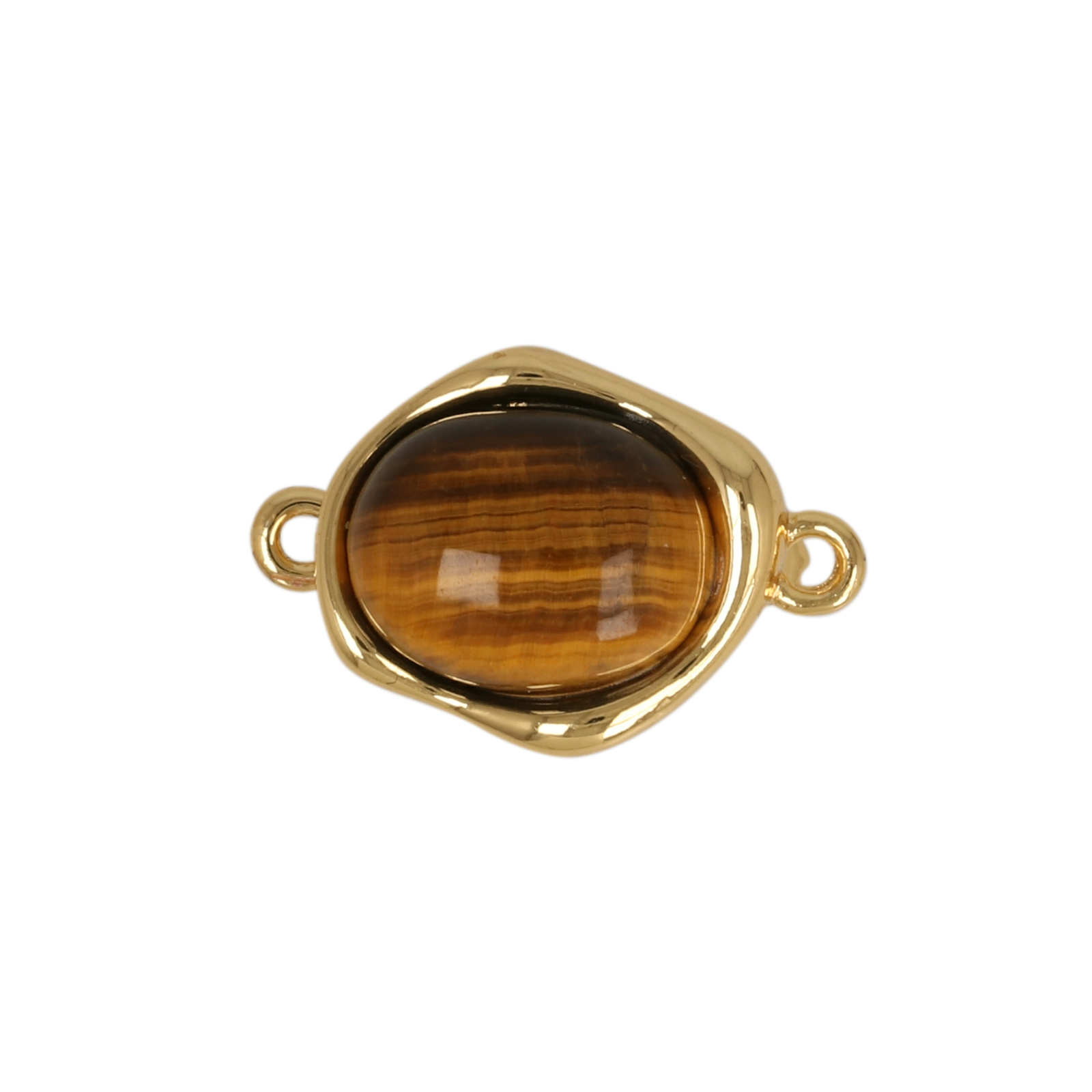 gold plated pressure clasp with tiger eye 14x10mm | 1pc