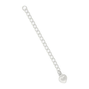 sterling silver chain extender 50mm with puffed heart 4mm | 1pc