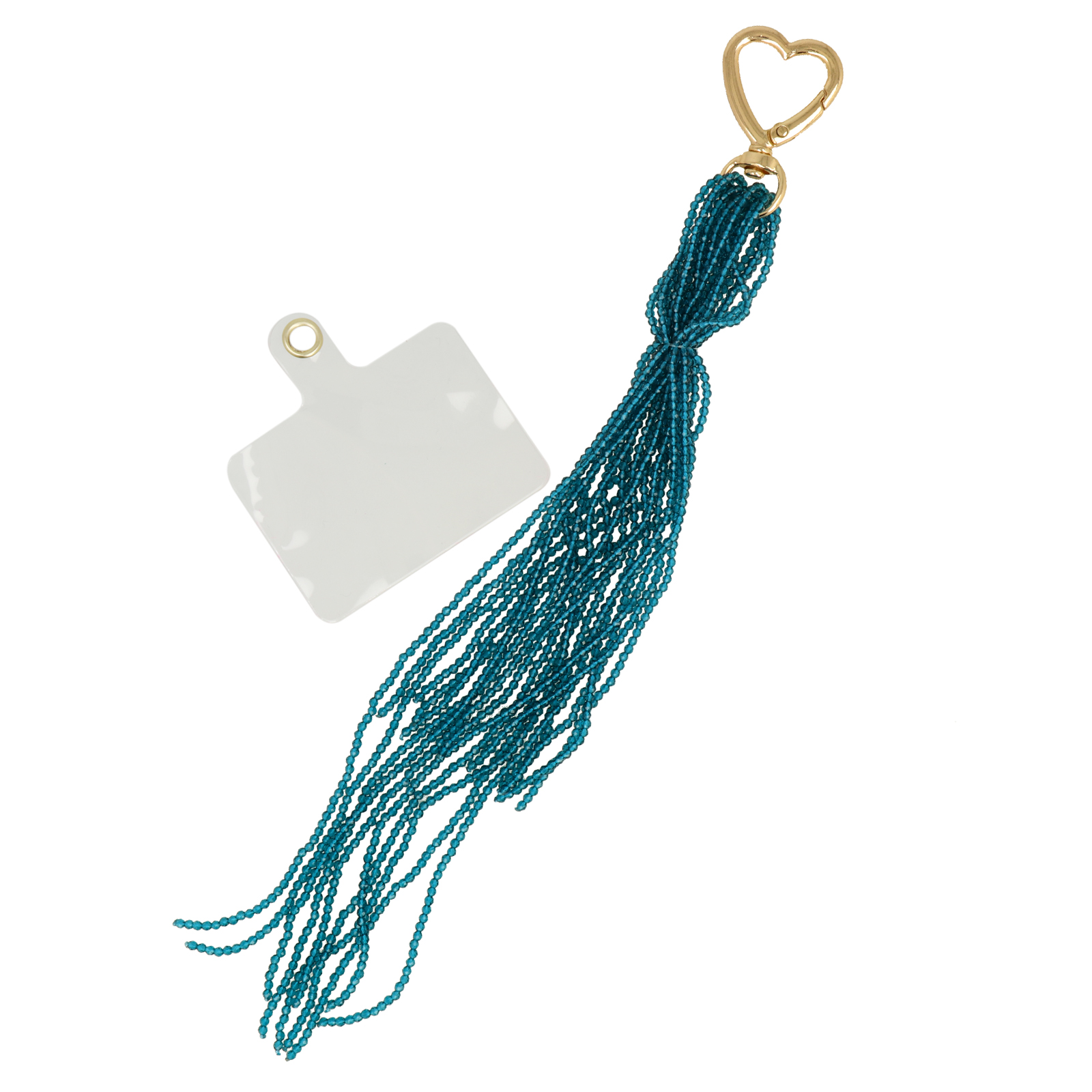 beaded bag charm - tassel teal 18cm | 1pc