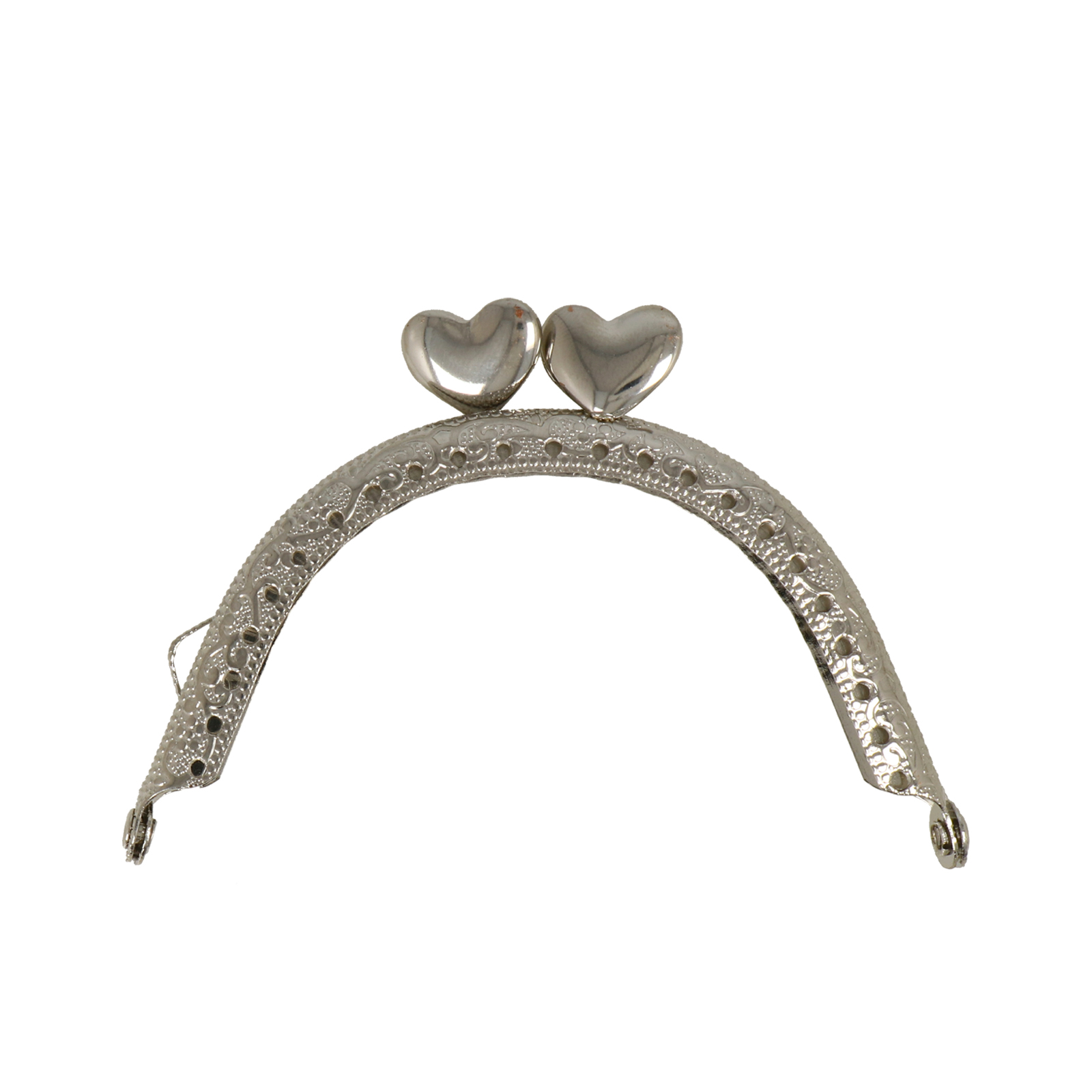 silver clic clac bag fastening with heart 8,5x5cm | 1pc