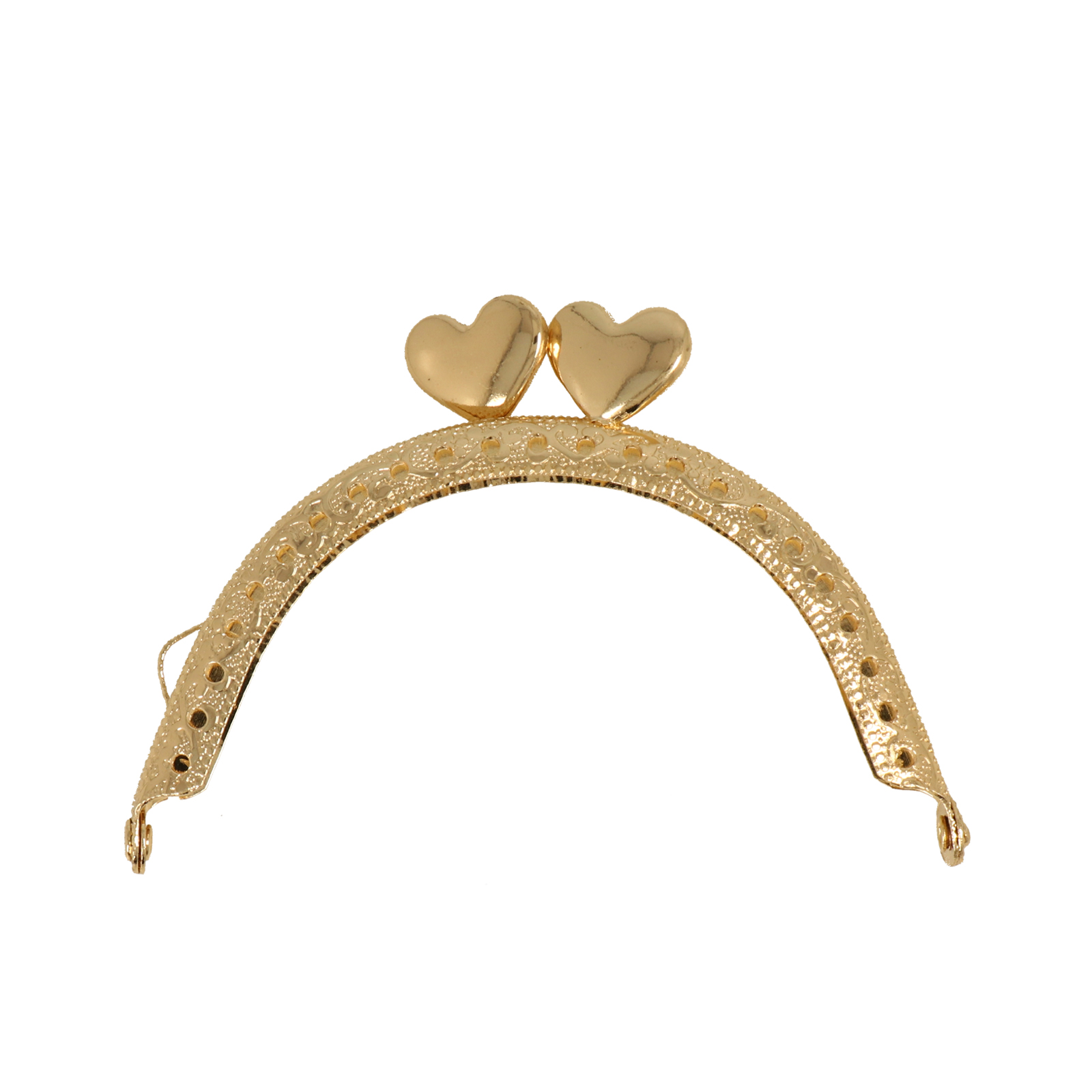 gold clic clac bag fastening with heart 8,5x5cm | 1pc