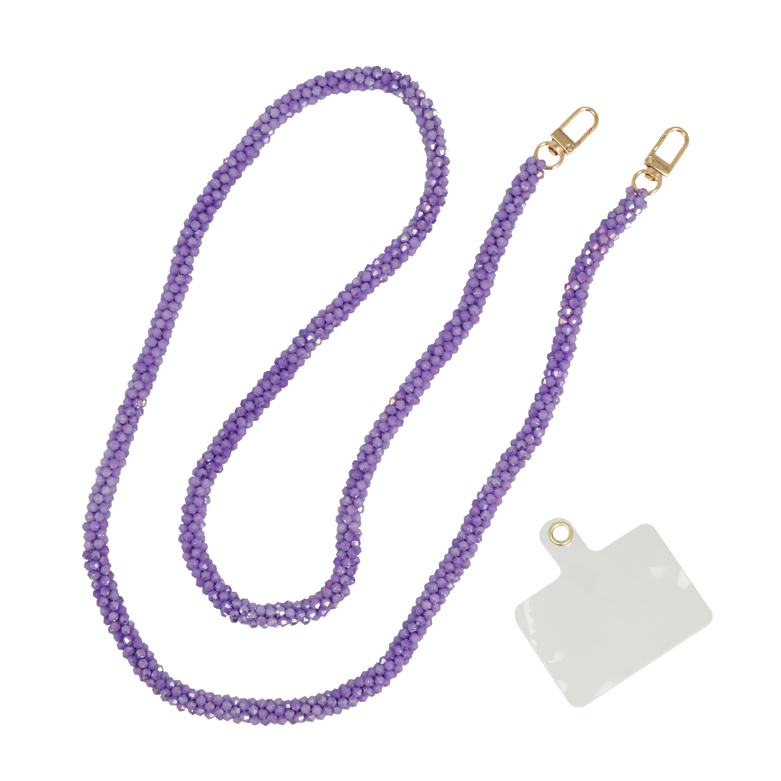 opaque lavender bicone jewel shoulder strap with gold snap hook 1cm wide - 120cm aprox. | 1pc