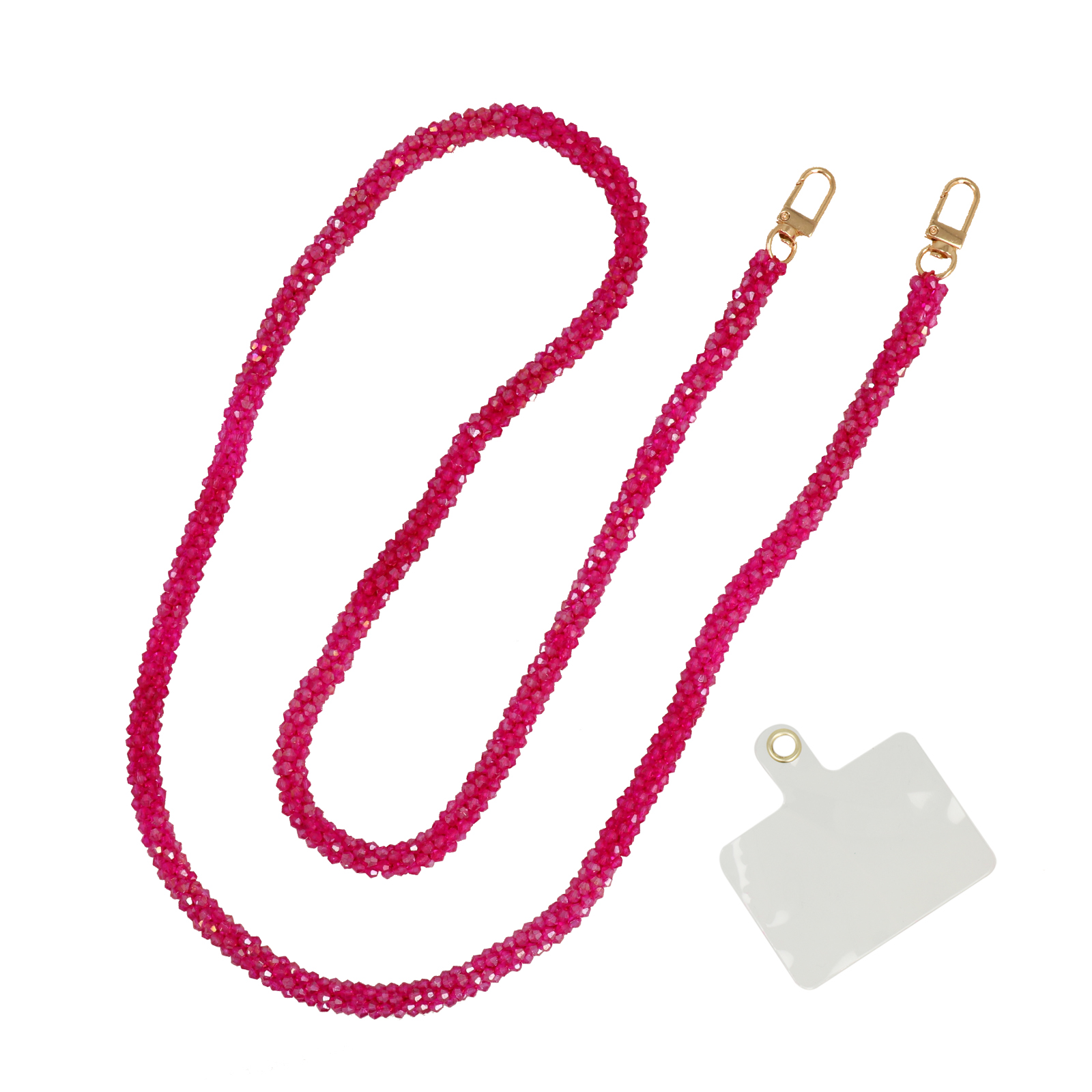 fuchsia bicone jewel shoulder strap with gold snap hook 1cm wide - 120cm aprox. | 1pc