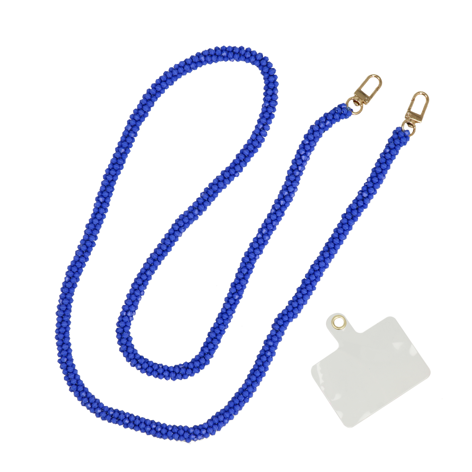 opaque sapphire bicone jewel shoulder strap with gold snap hook 1cm wide - 120cm aprox. | 1pc