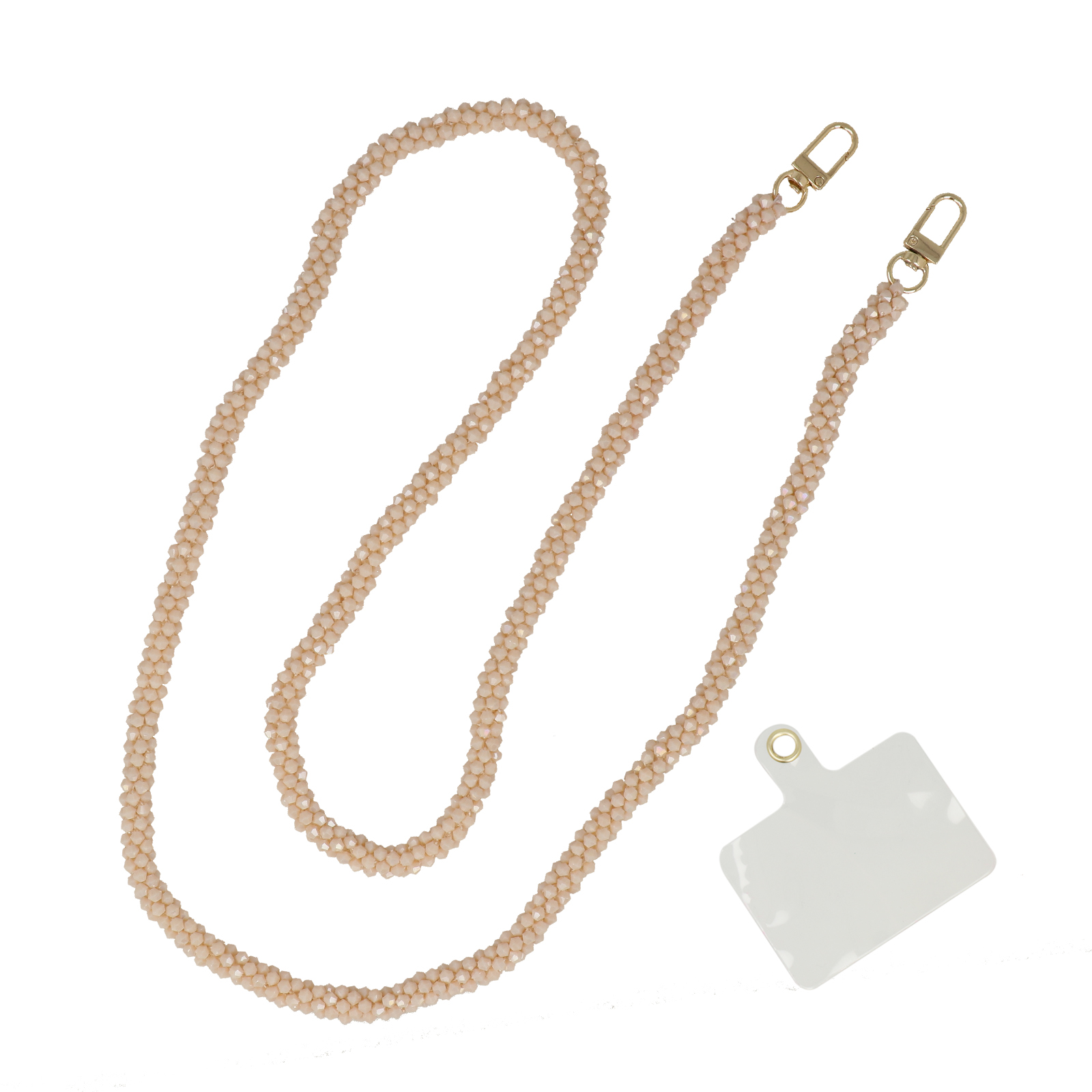 opaque champagne bicone jewel shoulder strap with gold snap hook 1cm wide - 120cm aprox. | 1pc