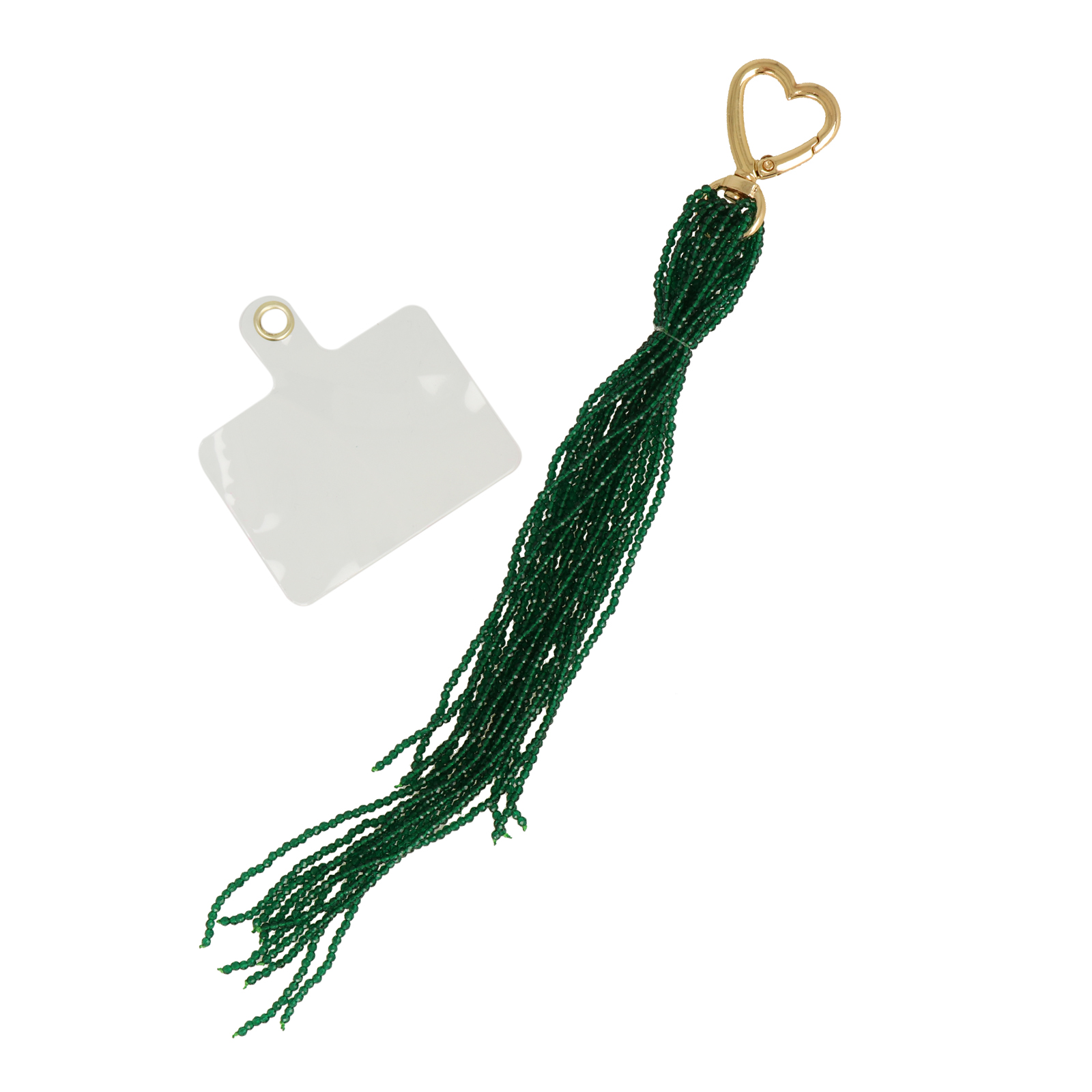 beaded bag charm - tassel emerald 18cm | 1pc