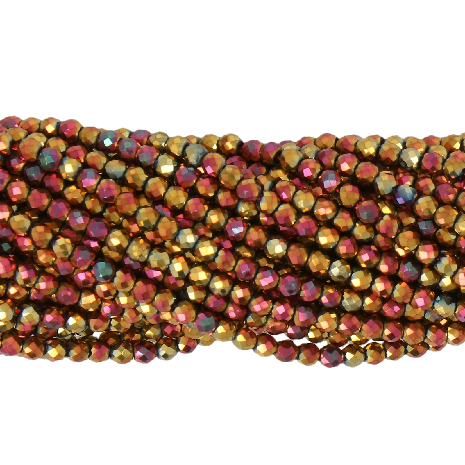 chinese glasperlen mini facettiertes rondelle metallic iris gold real 2mm | 1-strang