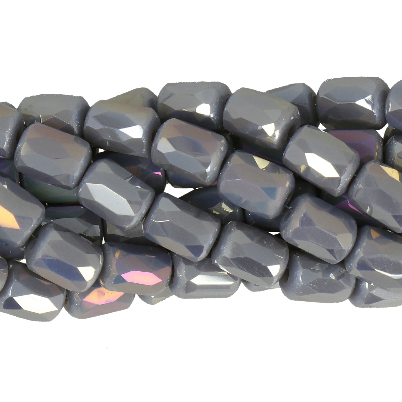 opaque grey ab chinese crystal faceted sqaure 9x6mm | 25pc