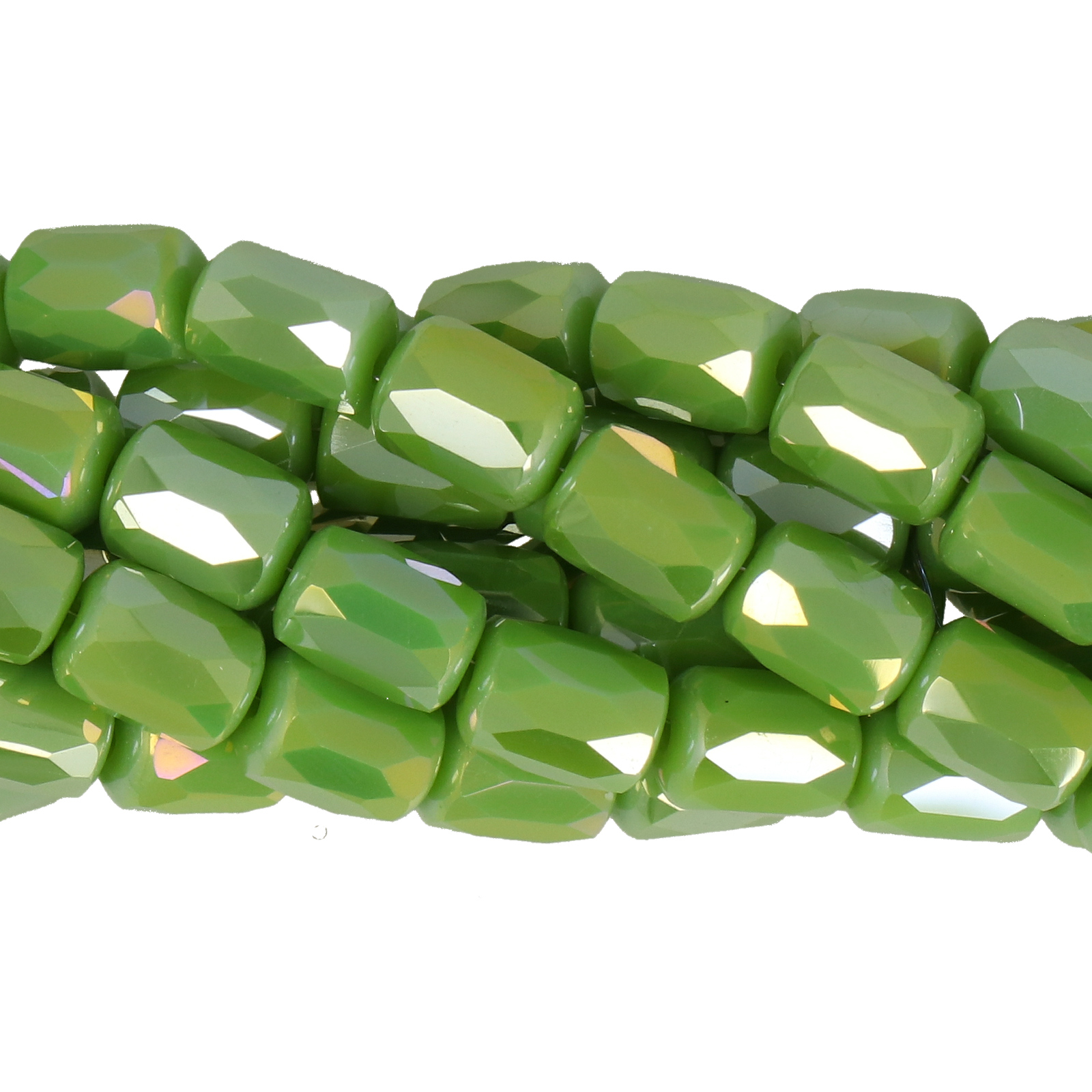 opaque green ab chinese crystal faceted sqaure 9x6mm | 25pc