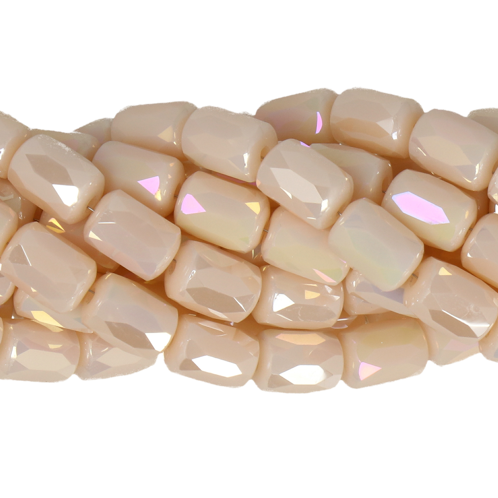 opaque champagne ab chinese crystal faceted sqaure 9x6mm | 25pc