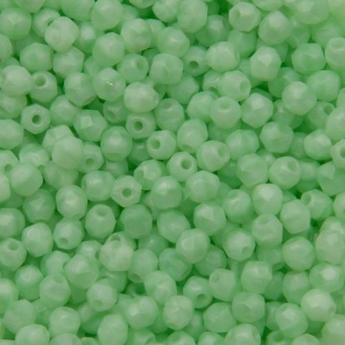 czech fire-polished round beads - opaque light mint 3mm | 50pc