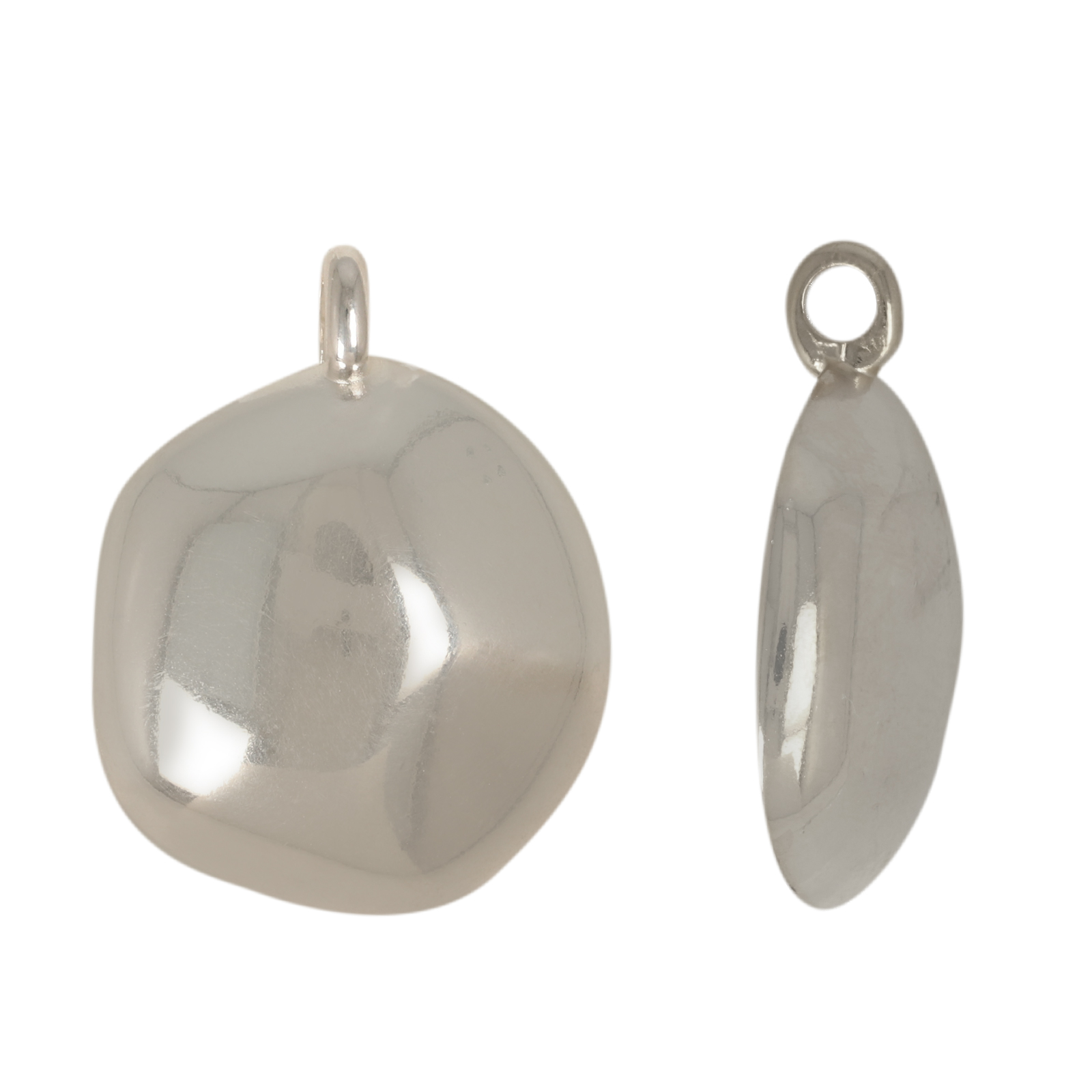 rhodium silver plated domed pendant 22mm | 1pc
