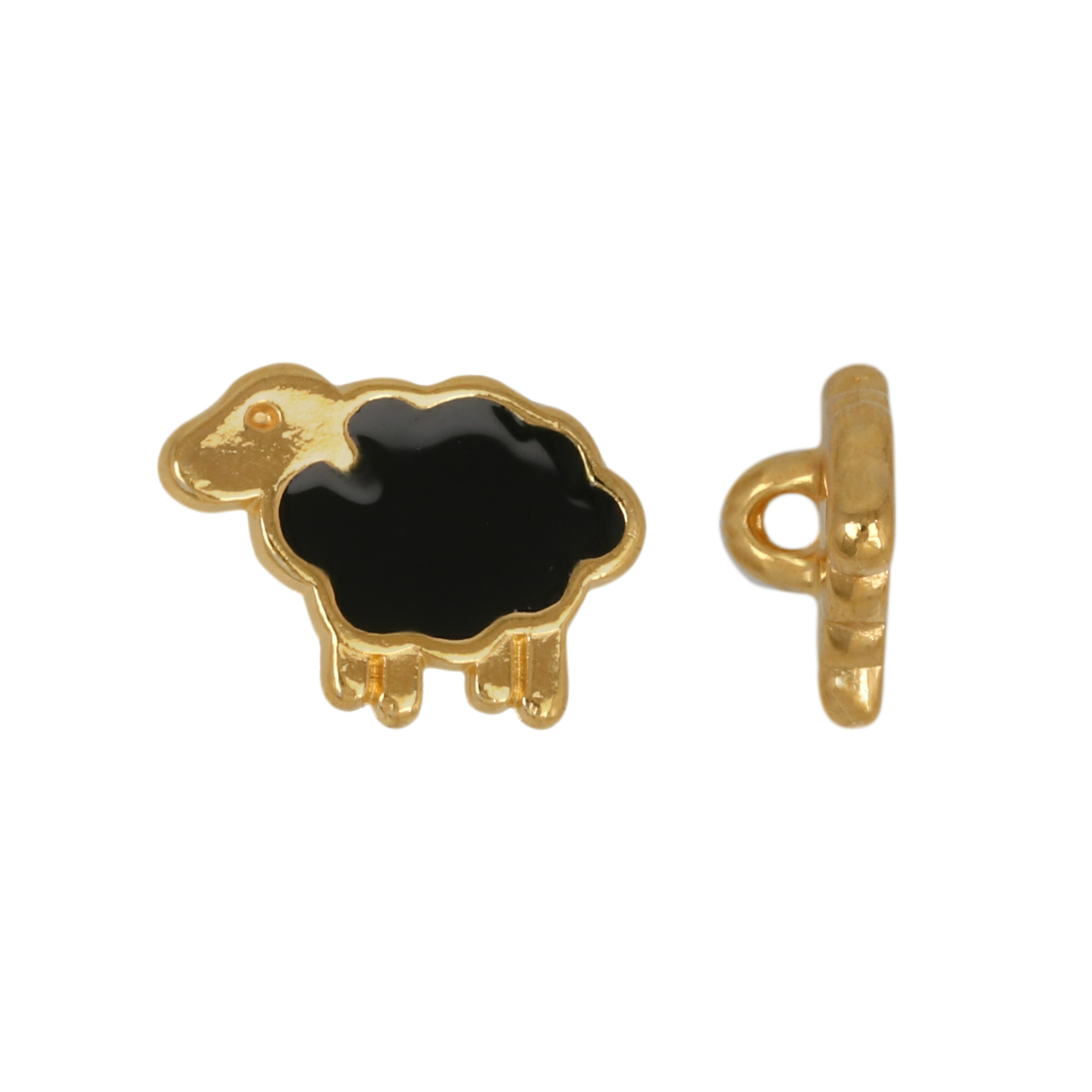 gold plated enameled beads black sheep 13x10mm - 1,2mm | 1pc