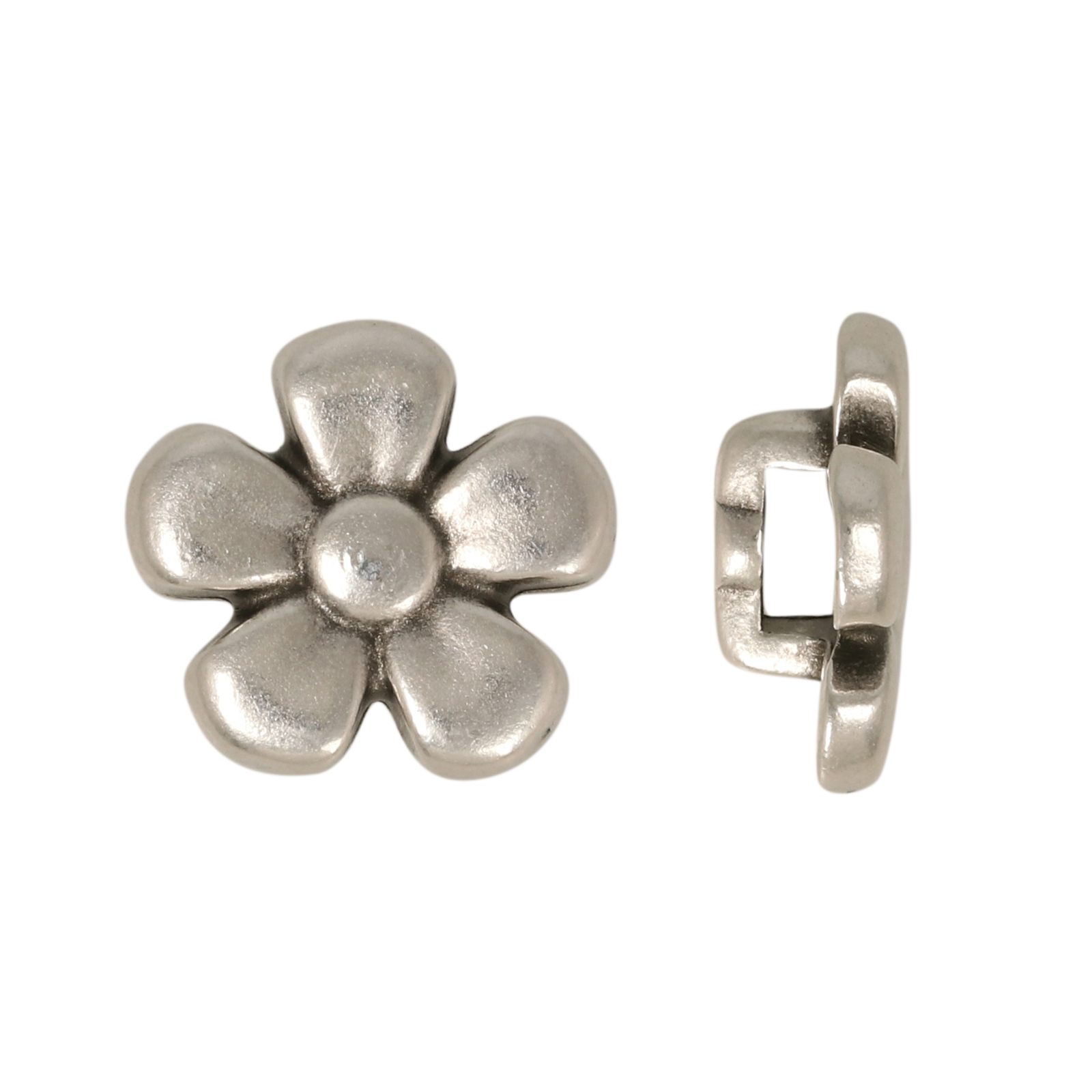 antique silver plated bead daisy 15mm | 1pc