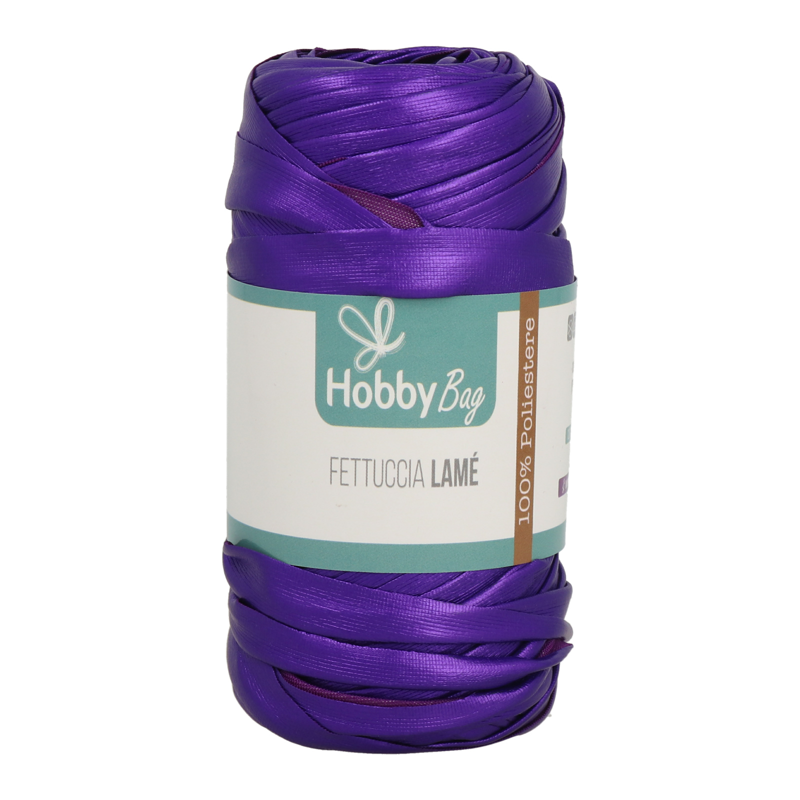 hobbybag t-shirt yarn fettuccia lamè - cosmic purple - 120-130gr (50mt) | 1pc