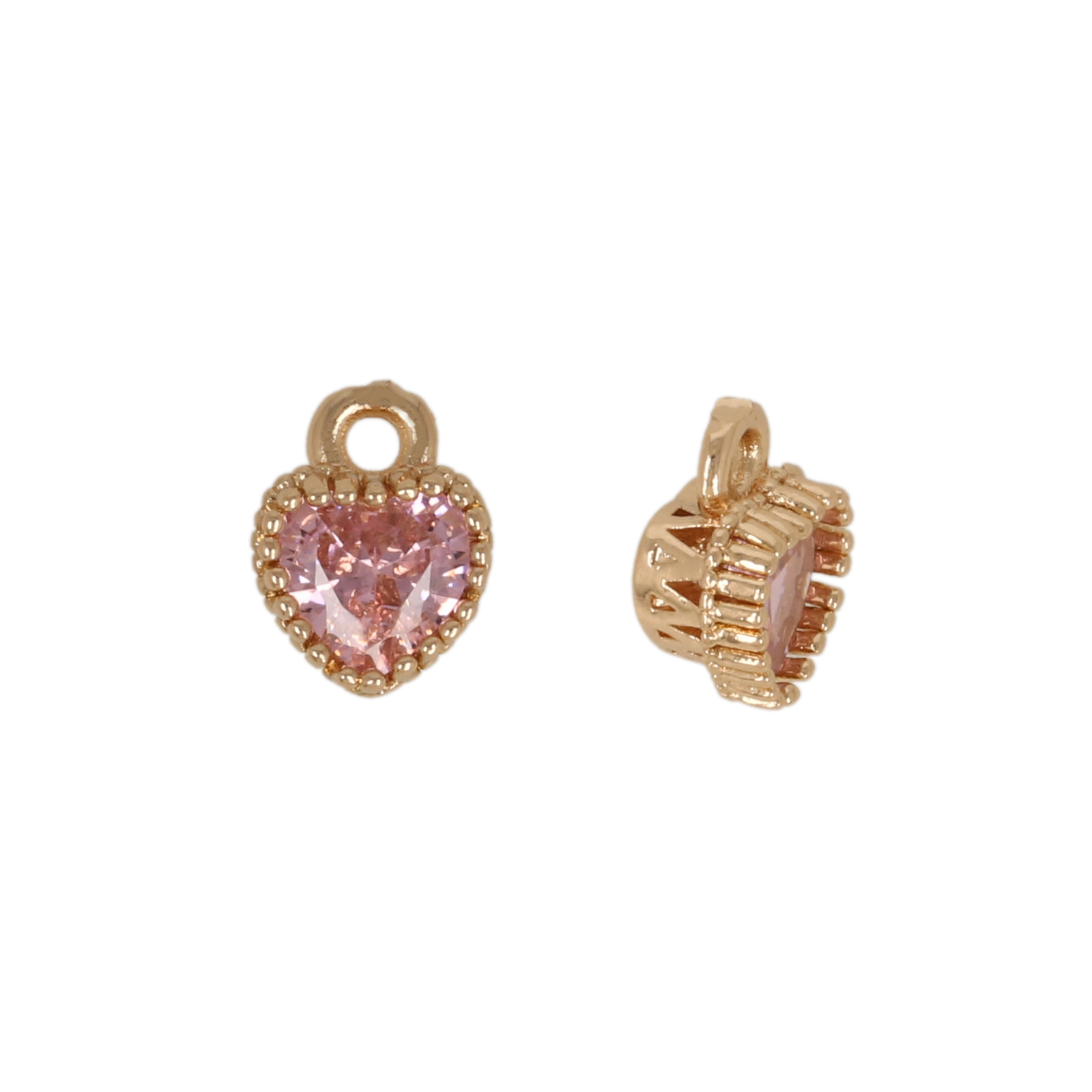 anhänger fine crystal vergoldet herz pink 5mm | 4st
