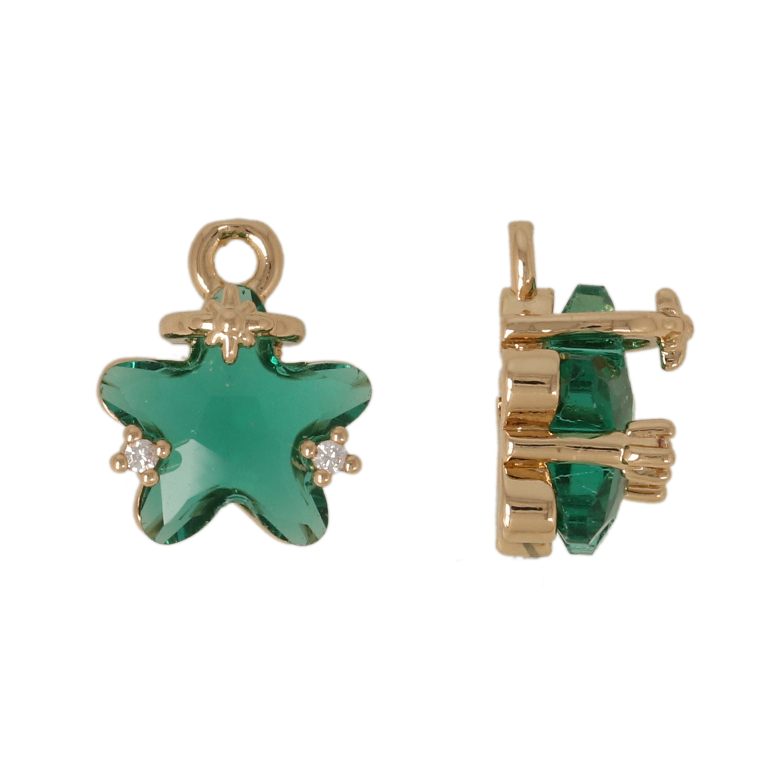 anhänger fine crystal vergoldet stern emerald 10mm | 4st