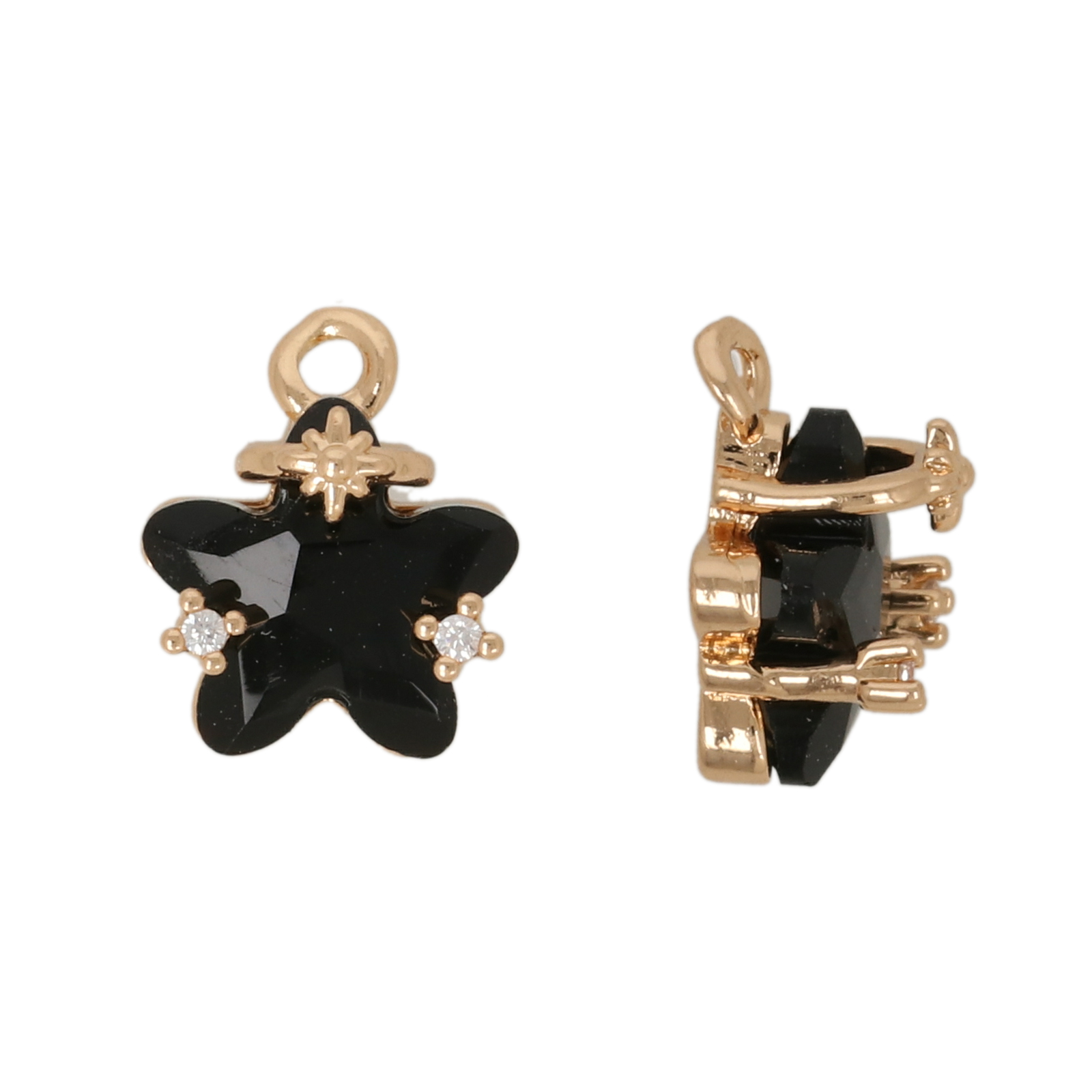gold plated fine crystal pendant star jet 10mm | 4pc