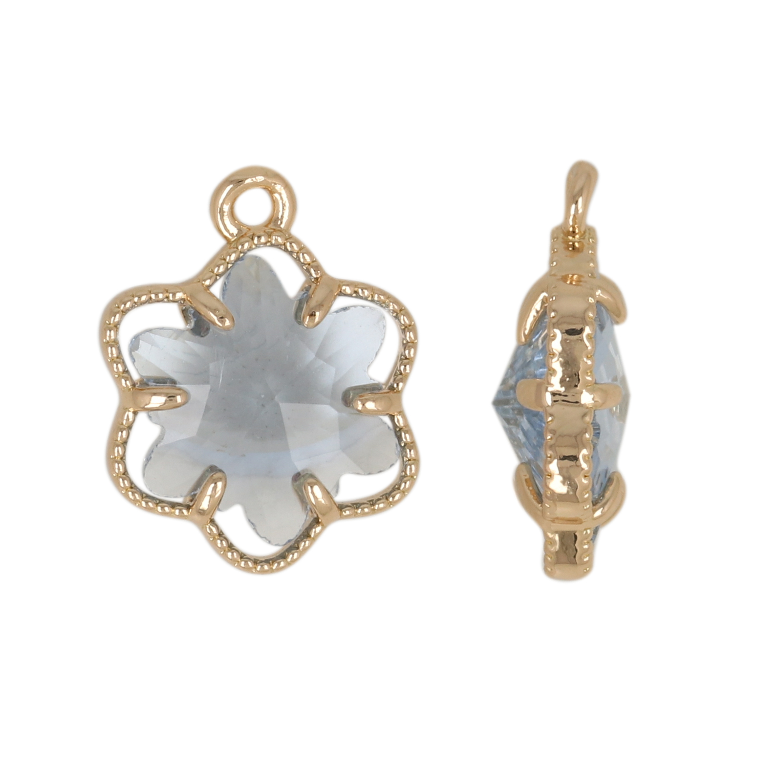 anhänger fine crystal vergoldet blume sapphire 12mm | 4st