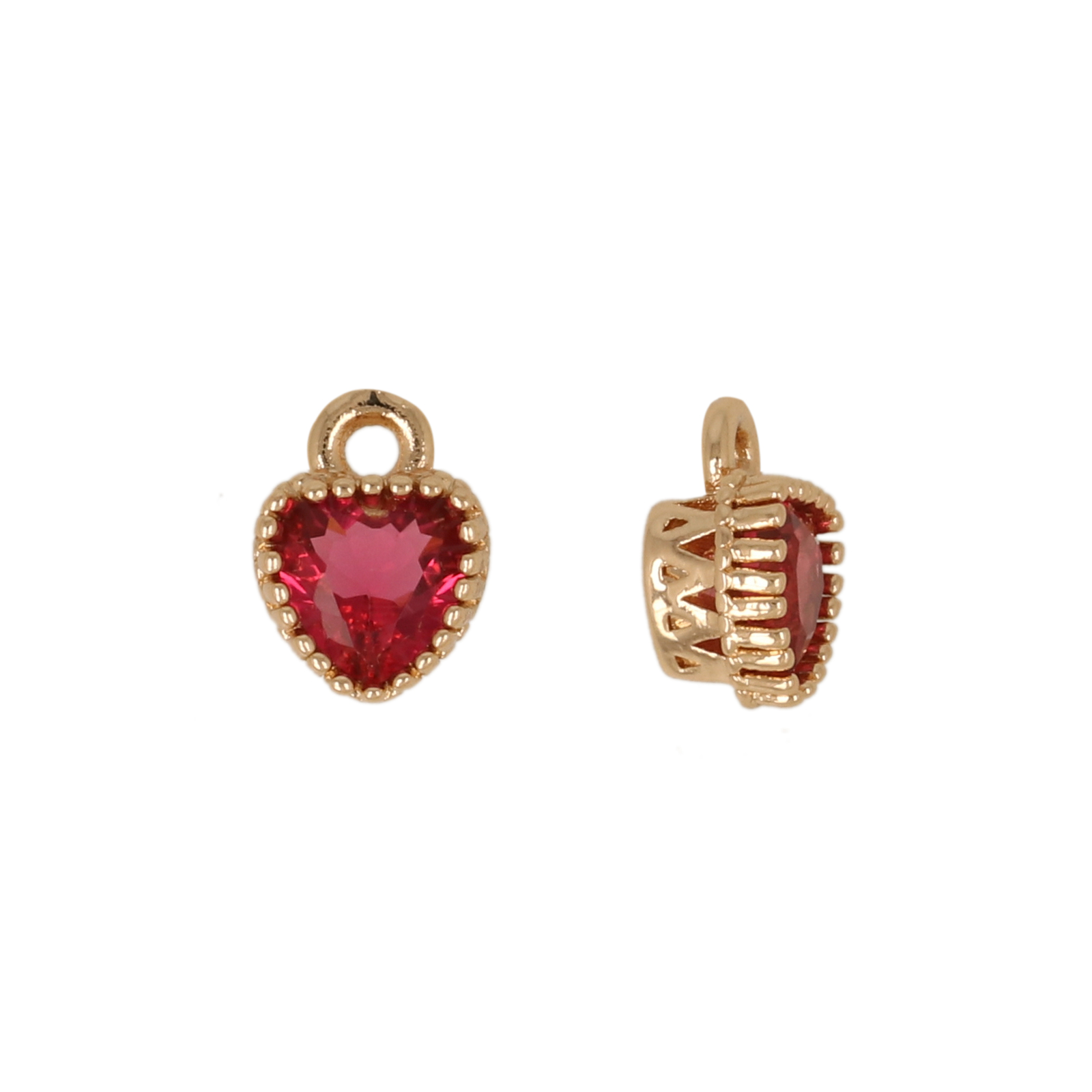 anhänger fine crystal vergoldet herz fuchsia 5mm | 4st