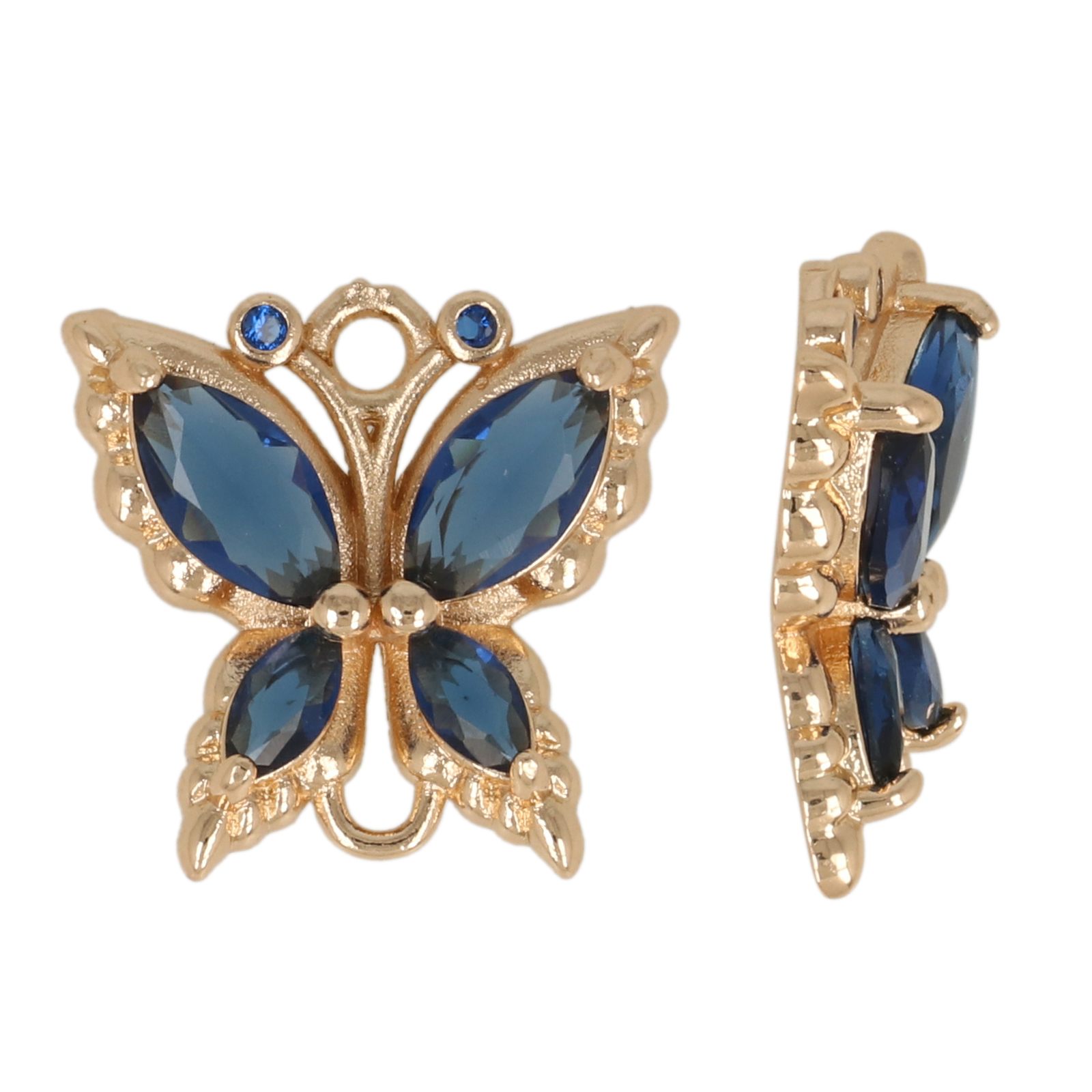 zwischenteil fine crystal vergoldet schmetterling cobalt 16mm | 1st