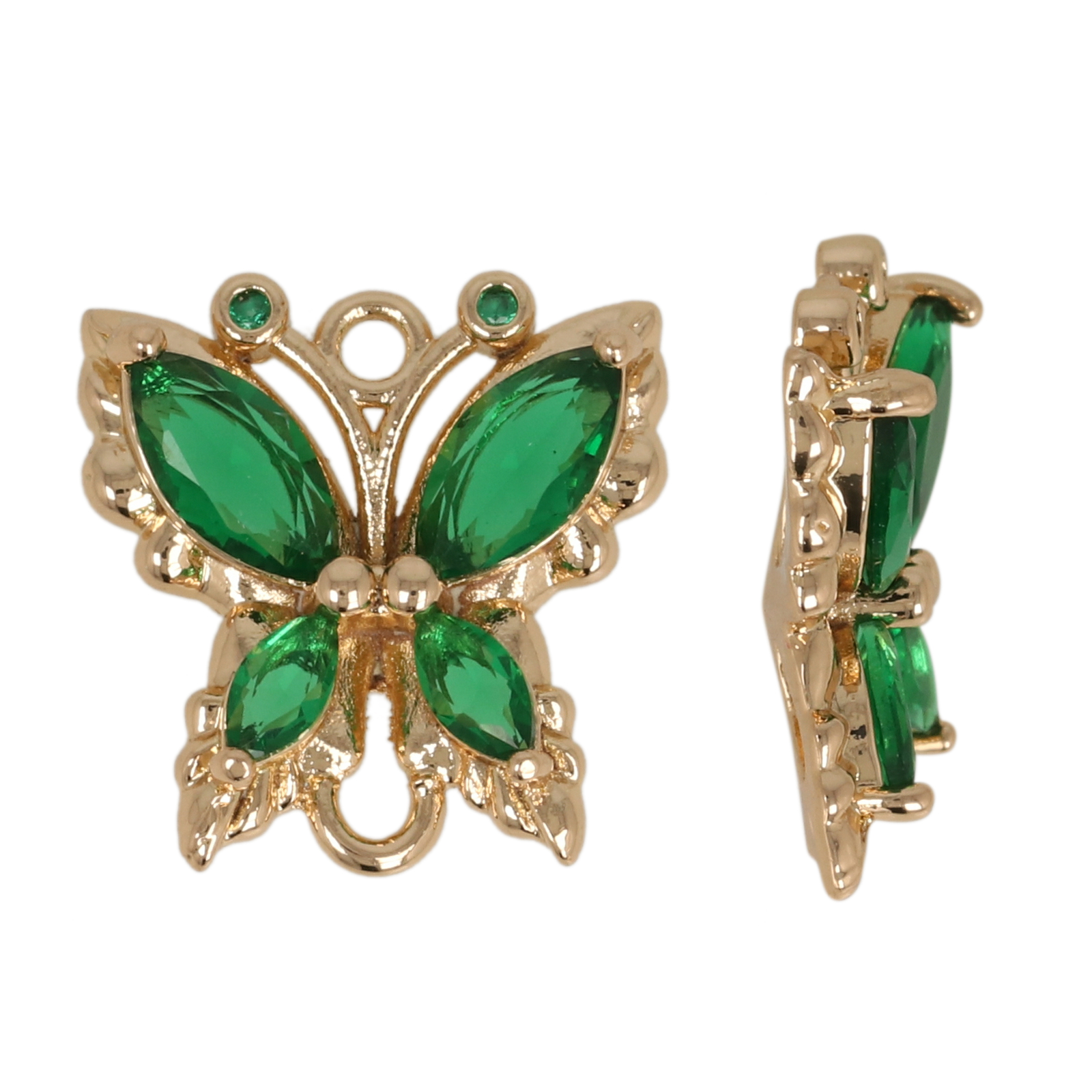 zwischenteil fine crystal vergoldet schmetterling emerald 16mm | 1st