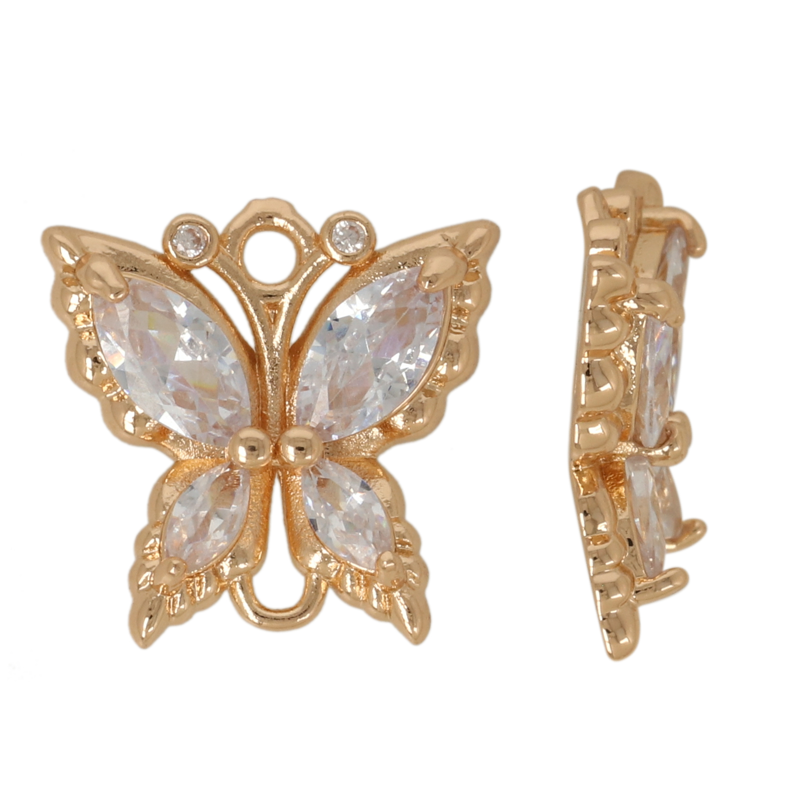 zwischenteil fine crystal vergoldet schmetterling crystal 16mm | 1st